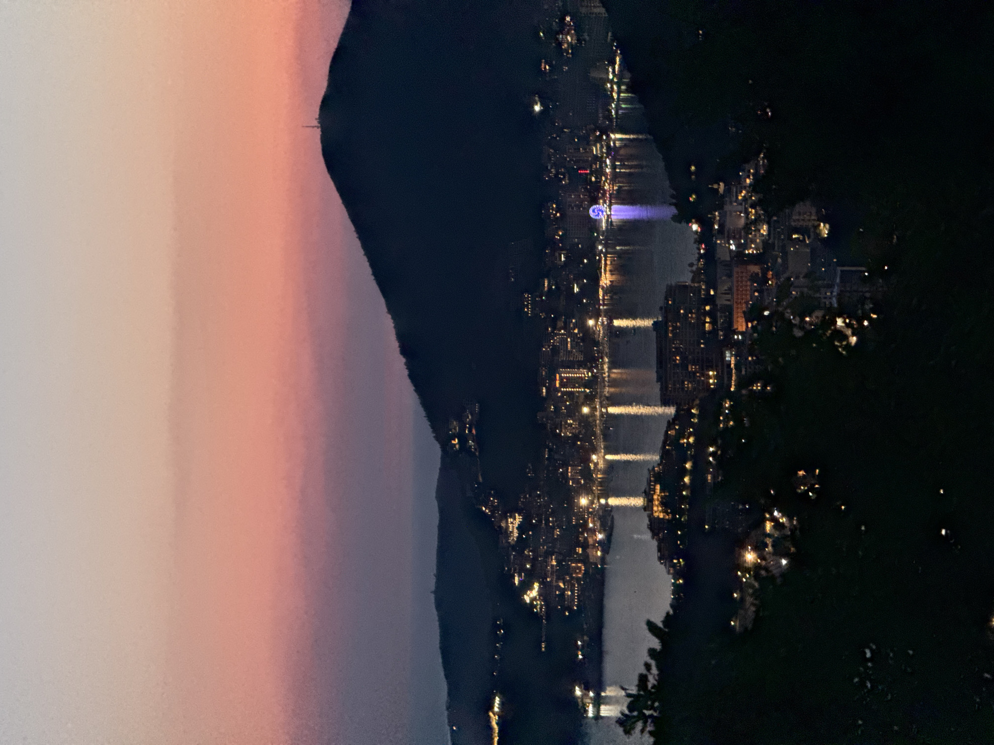 Podbabac coastline at dusk, lights coming on