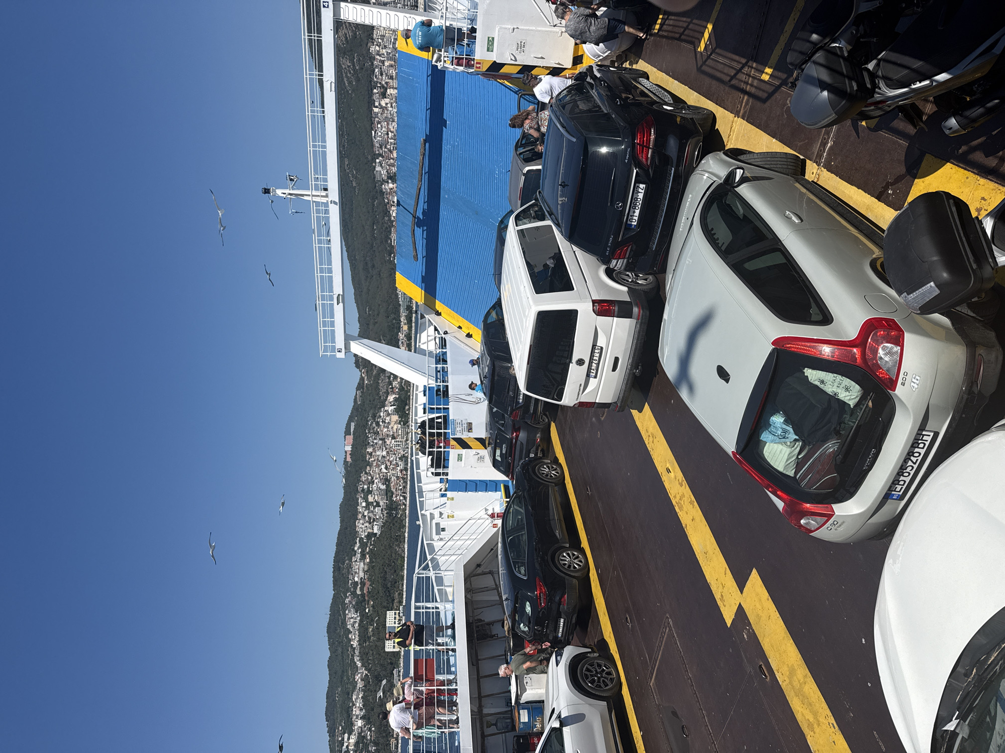 Ferry loaded with cars and passengers at Kavala port