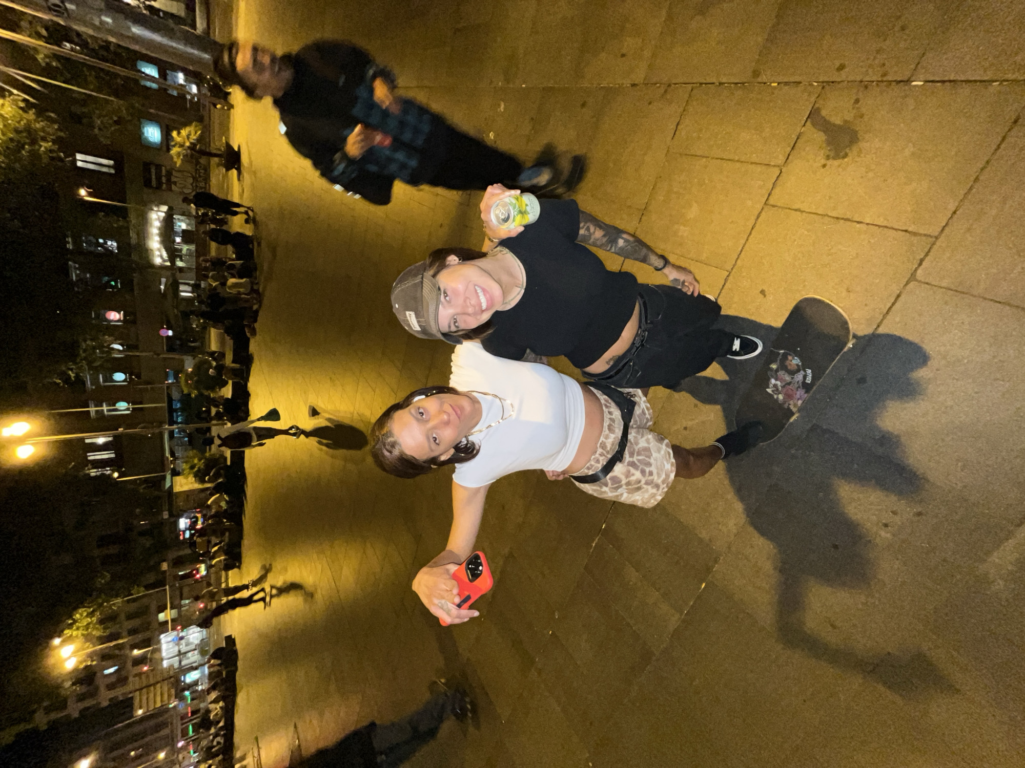 Young skaters gather for nighttime session in Barcelona plazas