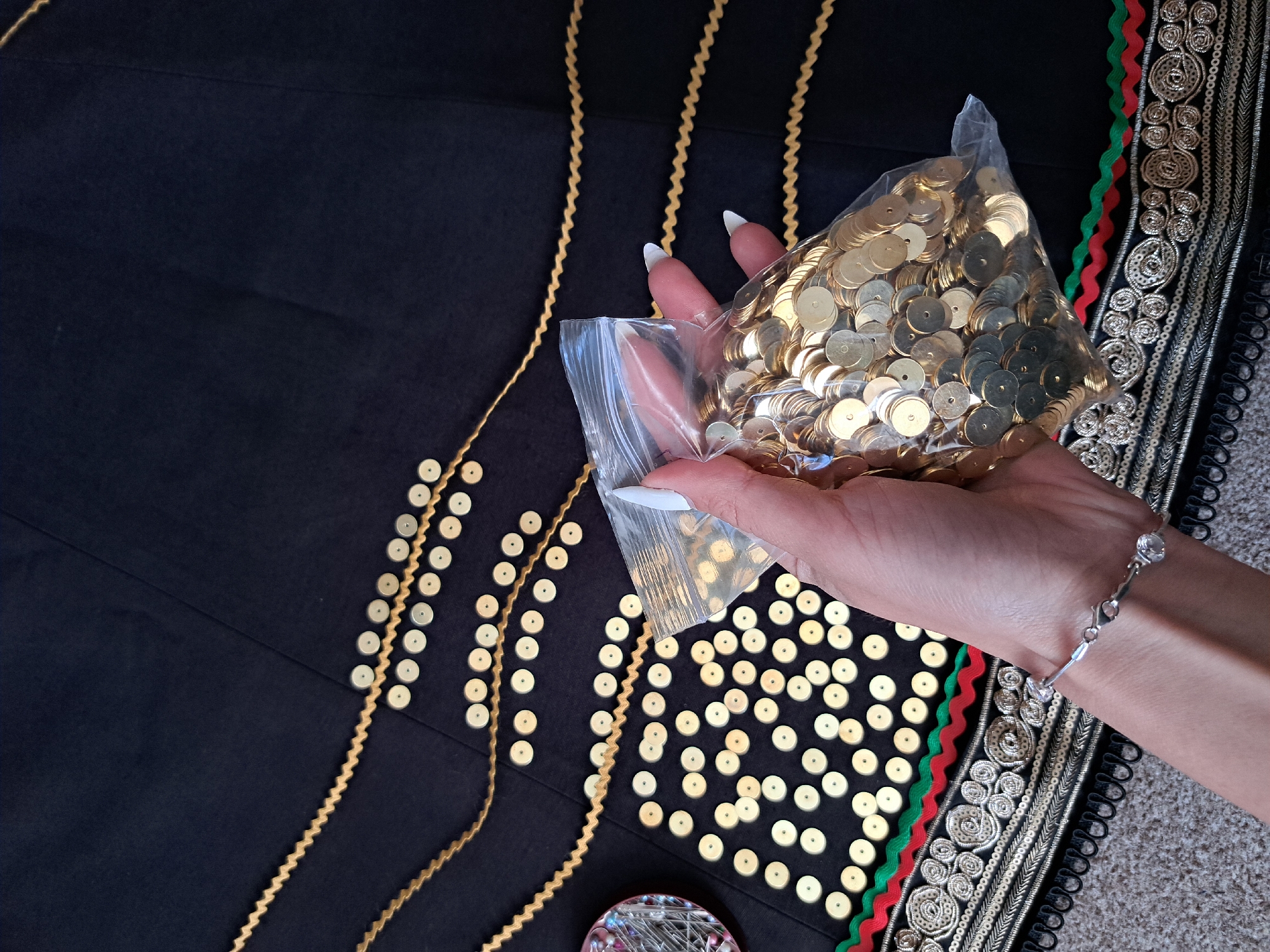 Morning craft session with sequins and tea in Bulgarian village