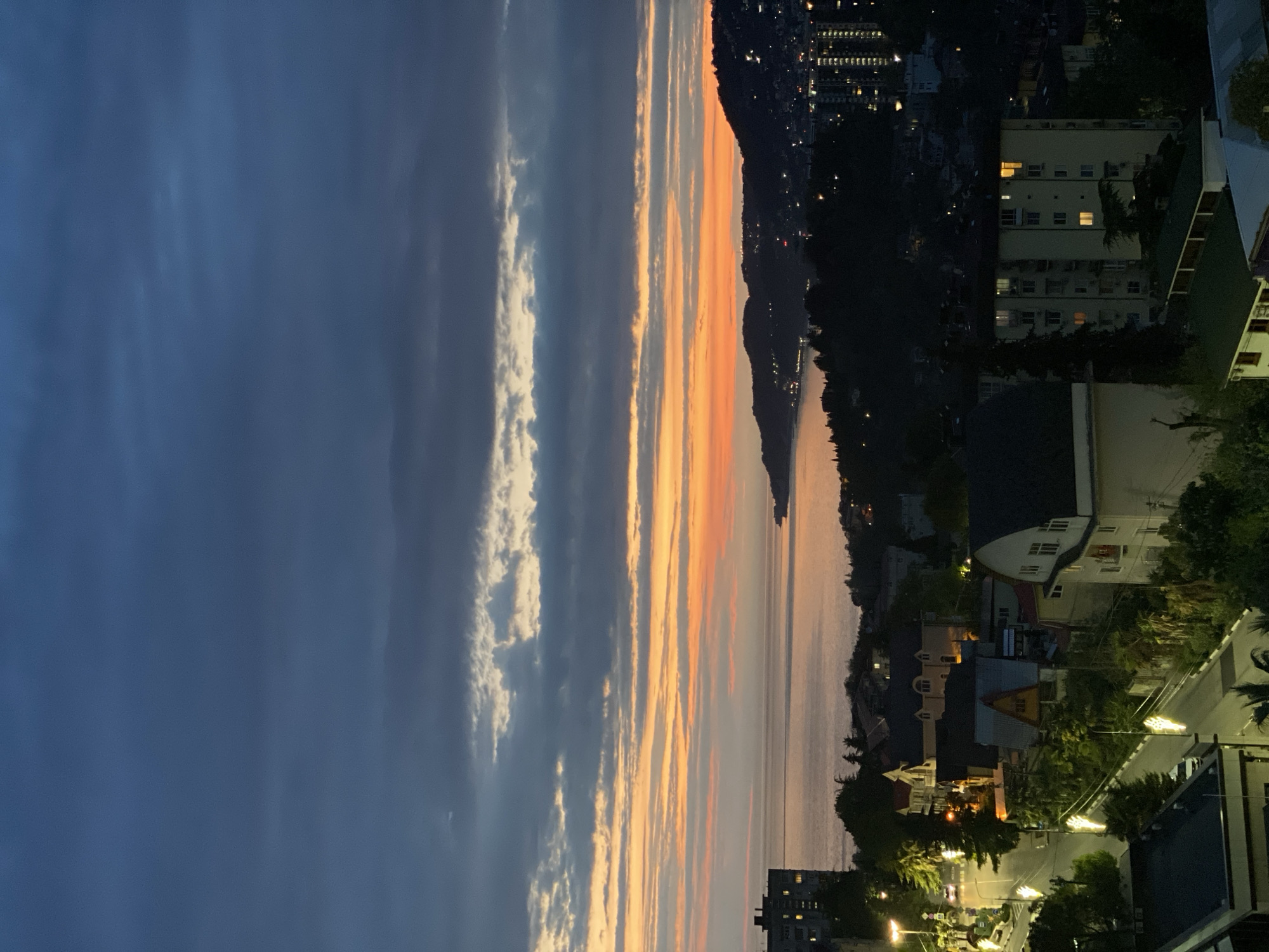 Twilight cityscape photographed from high vantage point in Sochi