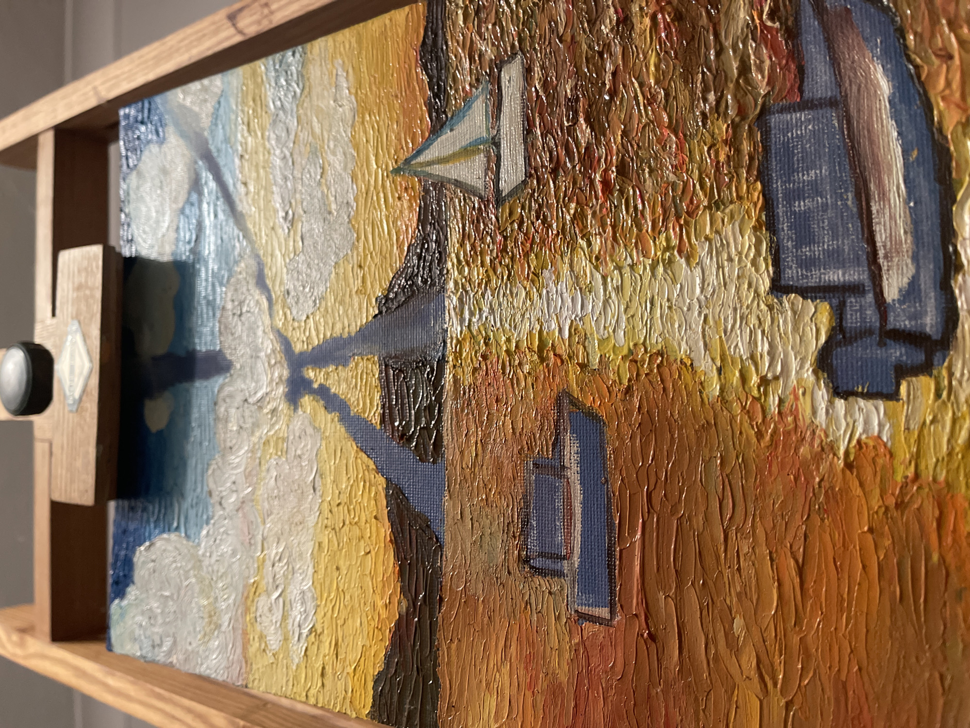 Artist's studio documented in Maidstone with harbor paintings