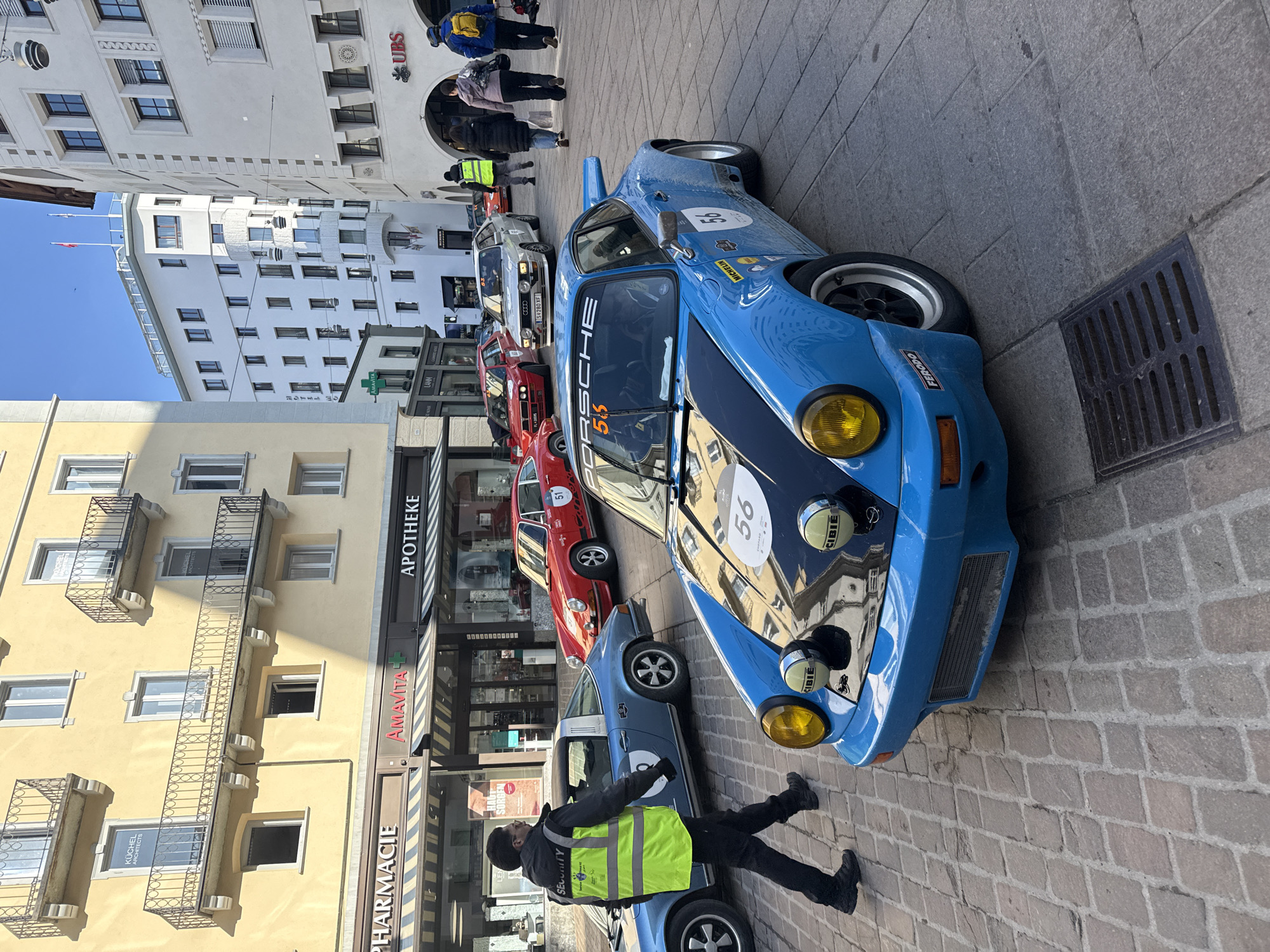 Classic car show fills Sankt Moritz cobblestone streets