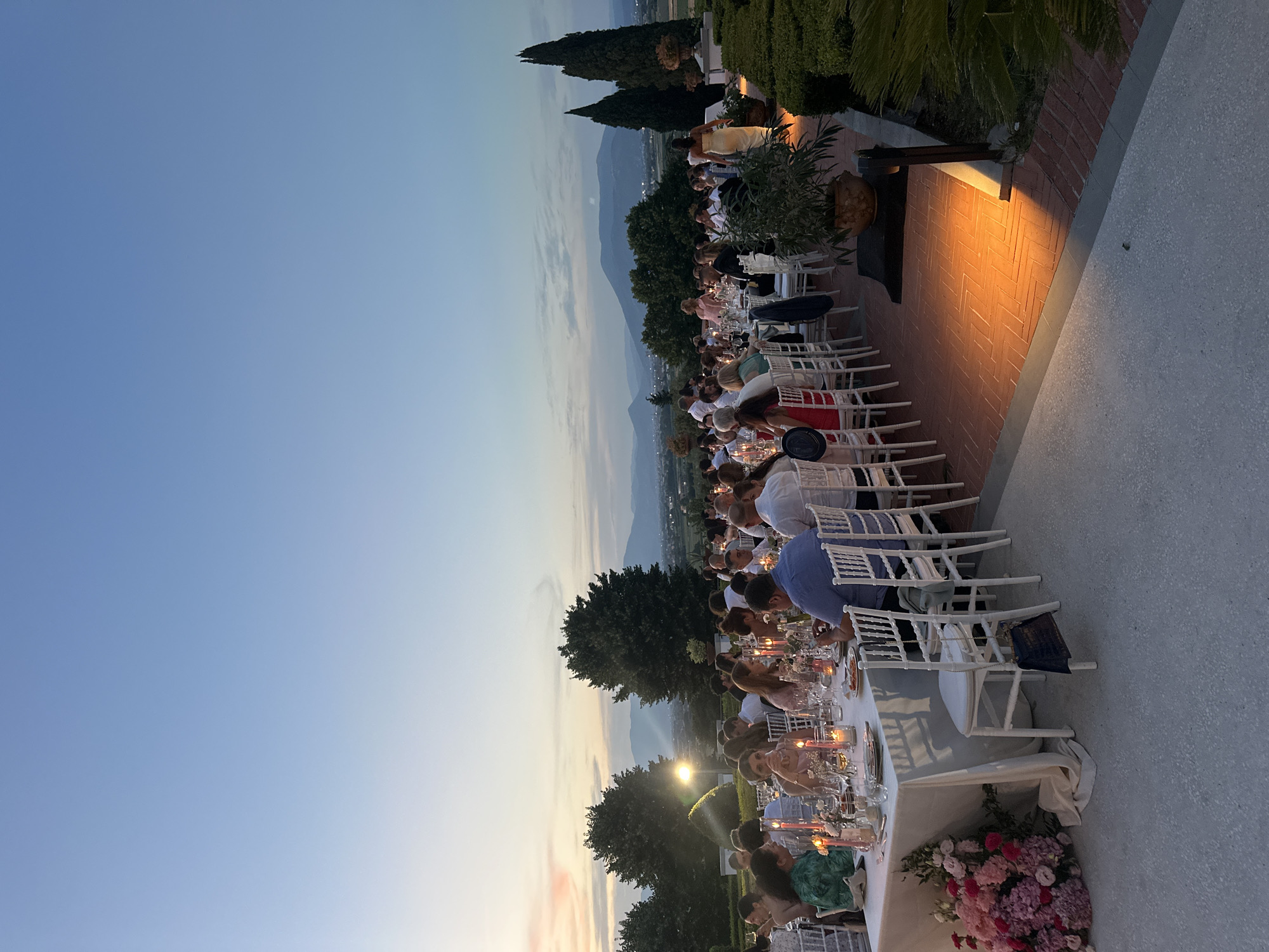 Outdoor wedding reception at a Tuscan villa in Signa