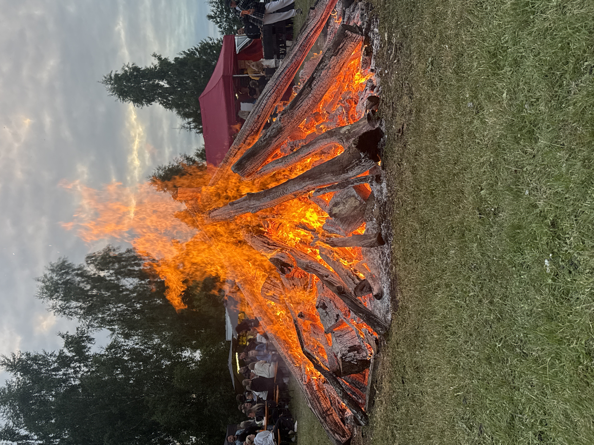 Midsummer bonfire burning in Rapla, Estonia