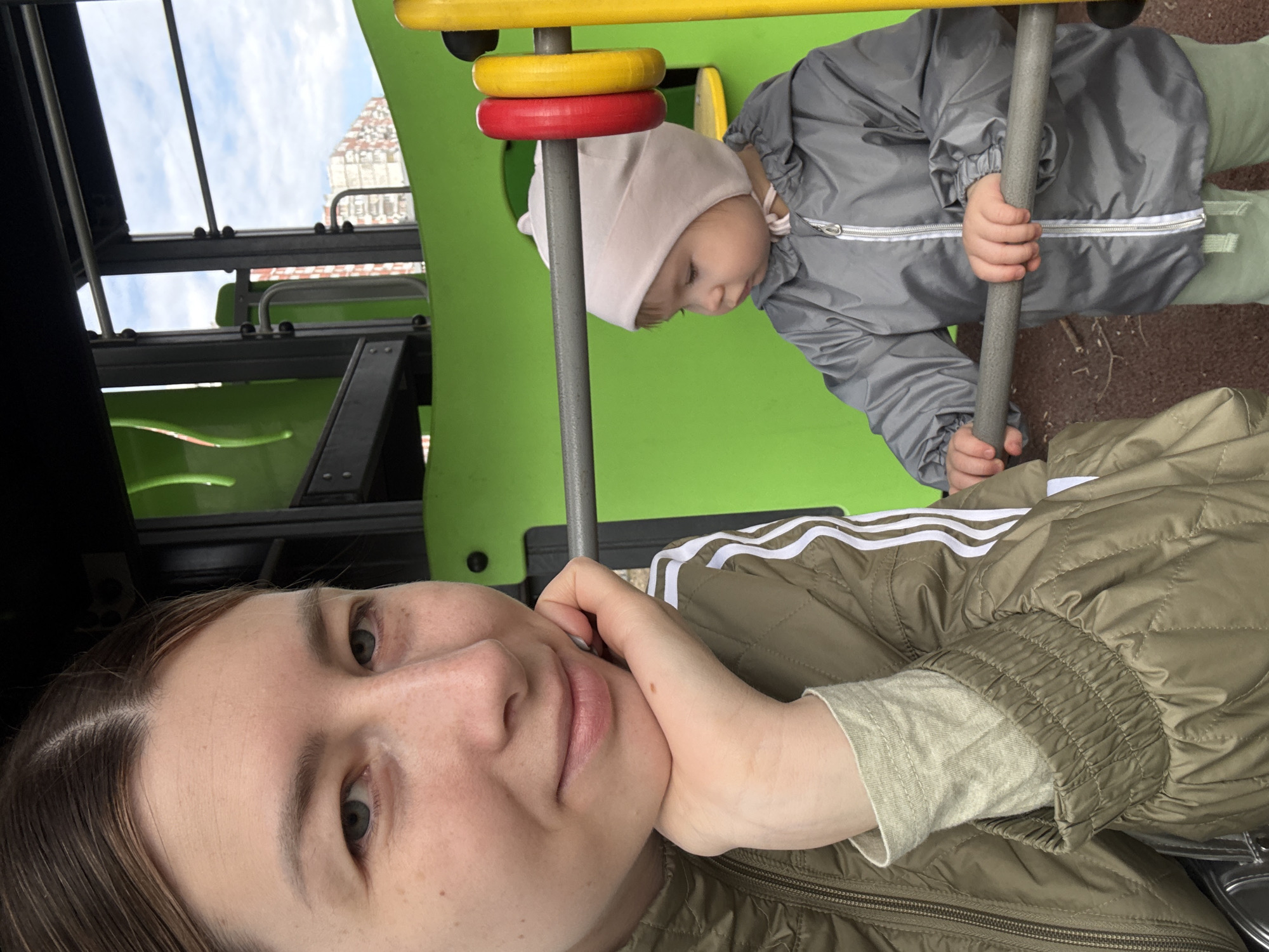 Family playground outing documented in Moscow