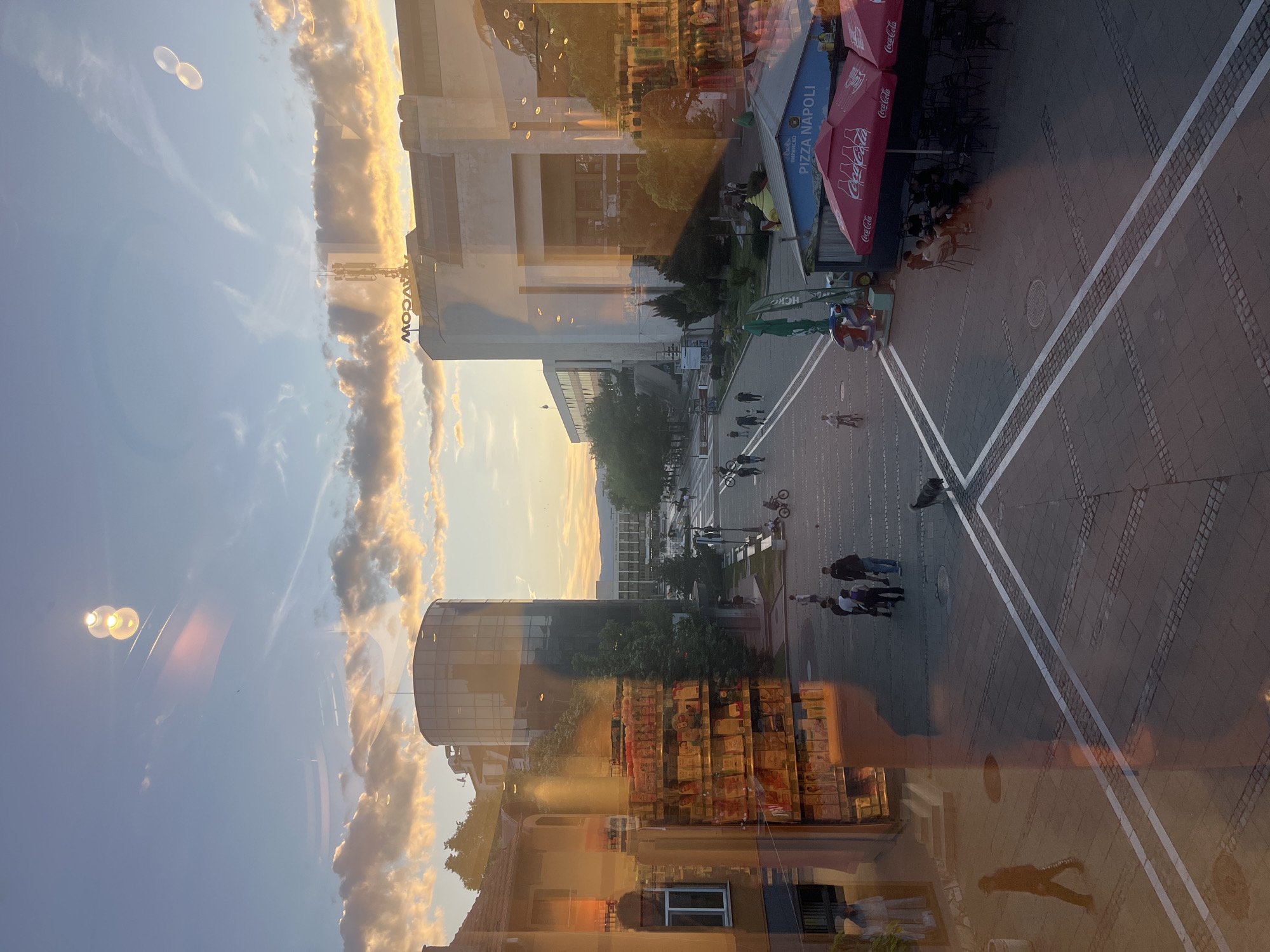 Couple takes selfie, cityscape photos in Blagoevgrad Bulgaria