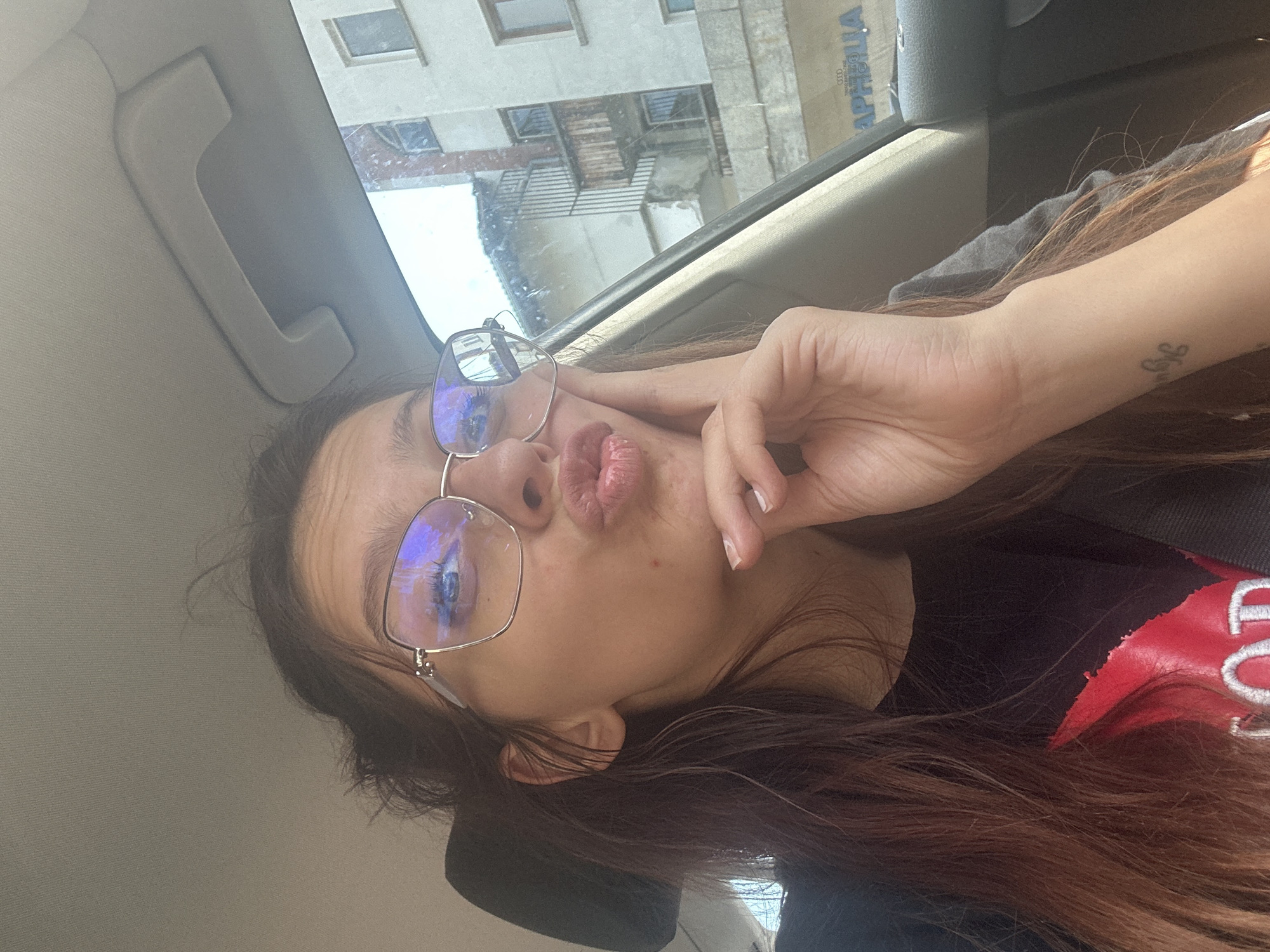 Car selfies and an energy drink in Tryavna, Bulgaria