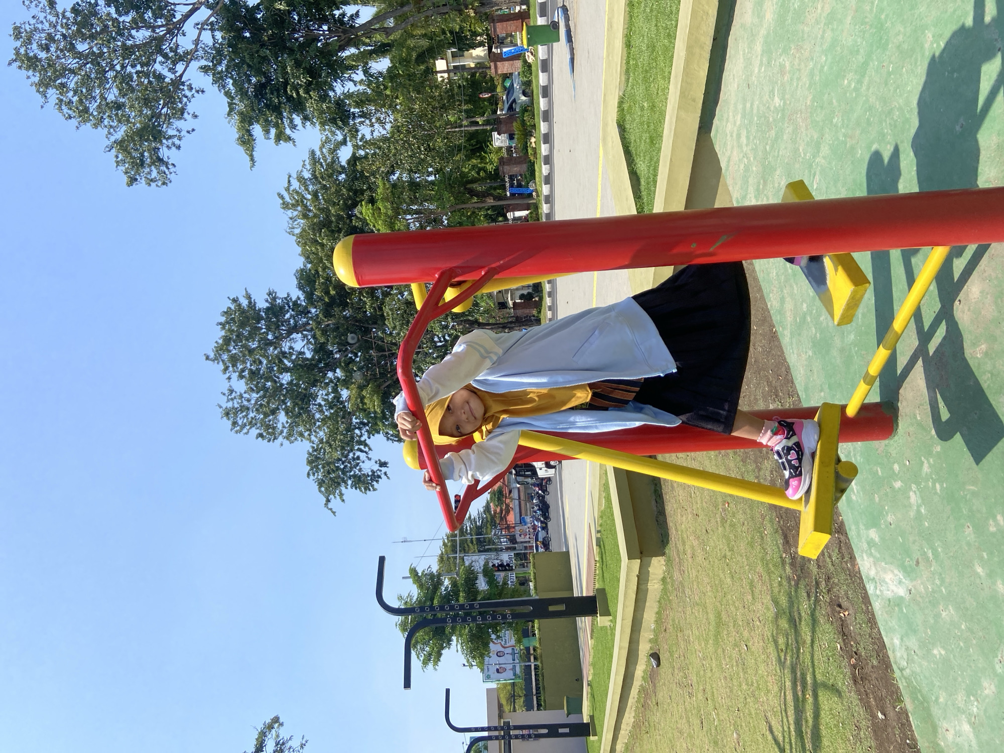 Children play at public park in Sidoarjo, Indonesia