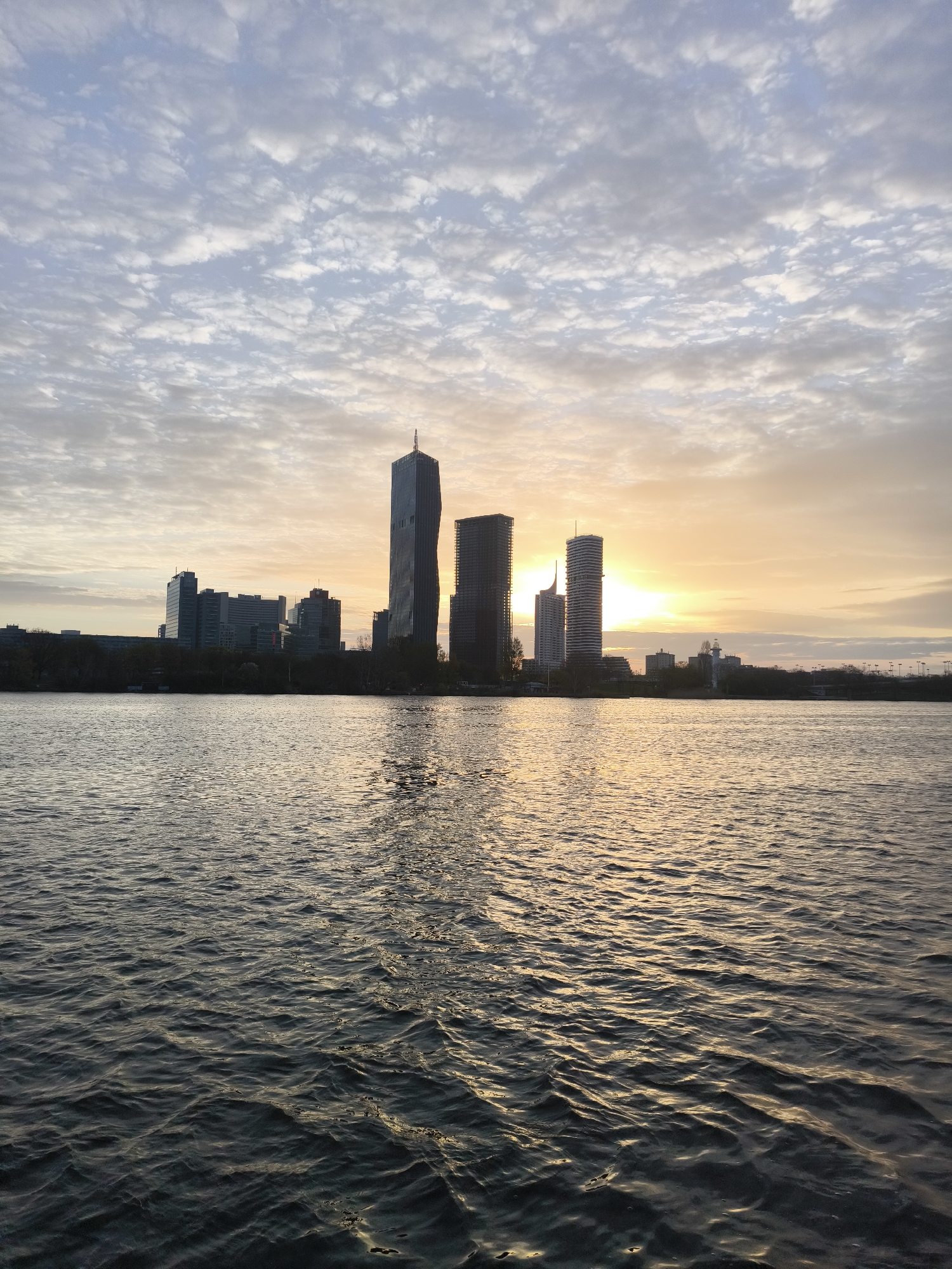 Vienna skyline photographed from across Danube River
