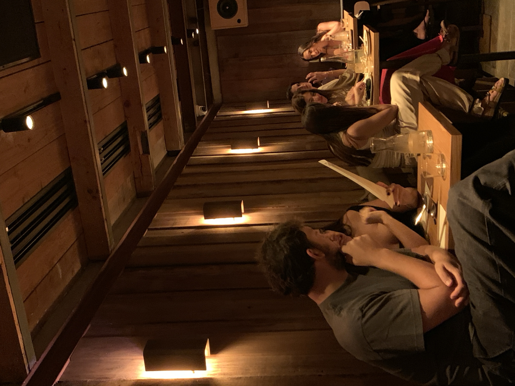 Evening dining at a rustic Tel Aviv restaurant