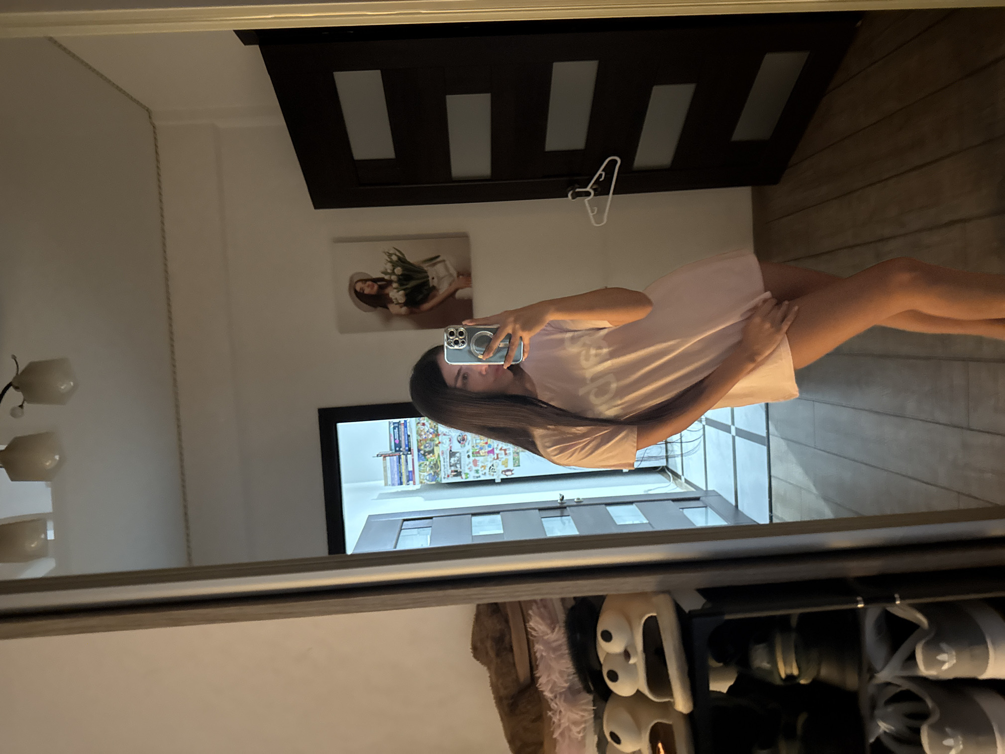 Mirror selfies and floor poses at home in Chișinău