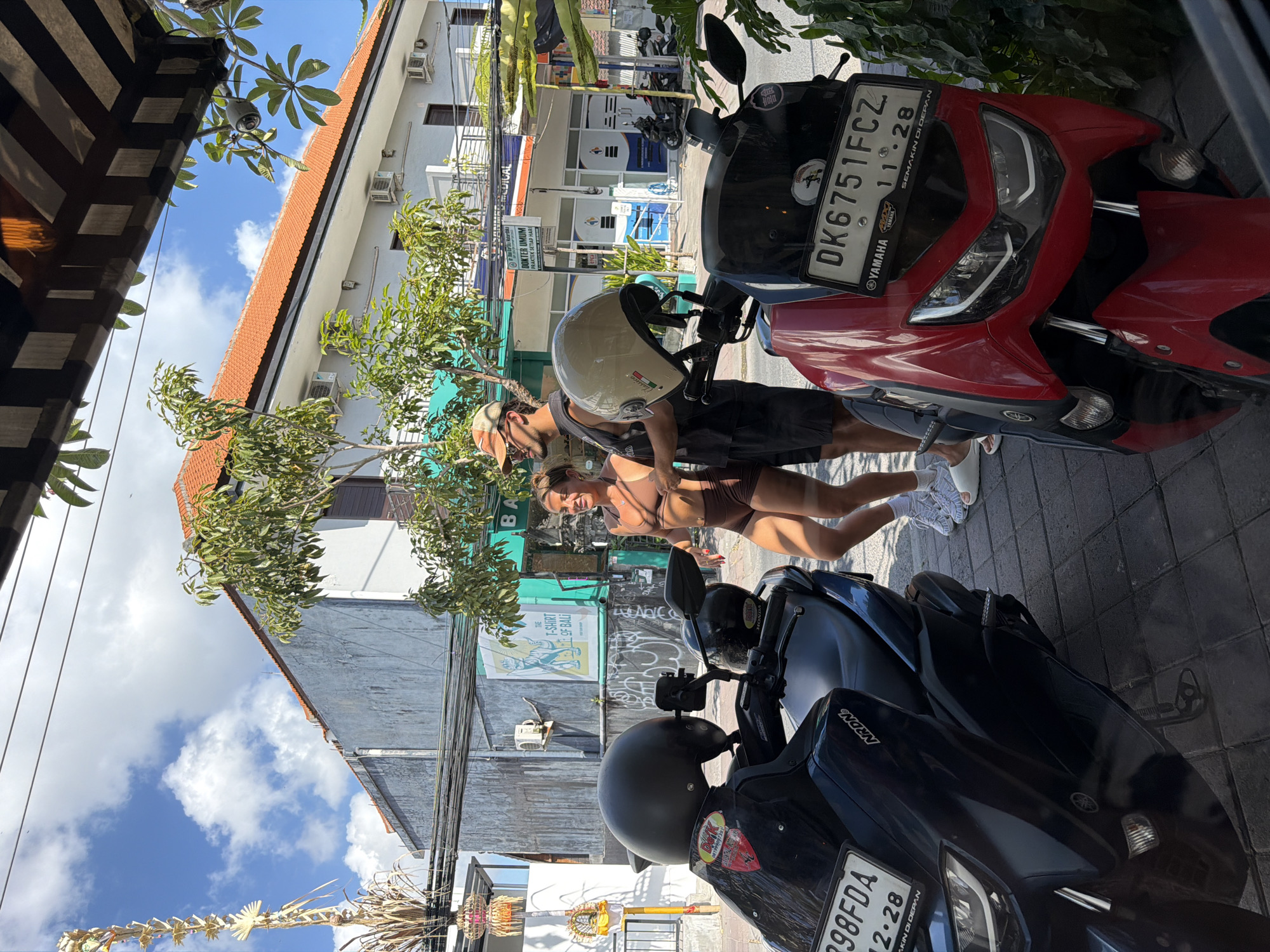 Busy North Kuta morning: scooters, street scenes, and cafe life
