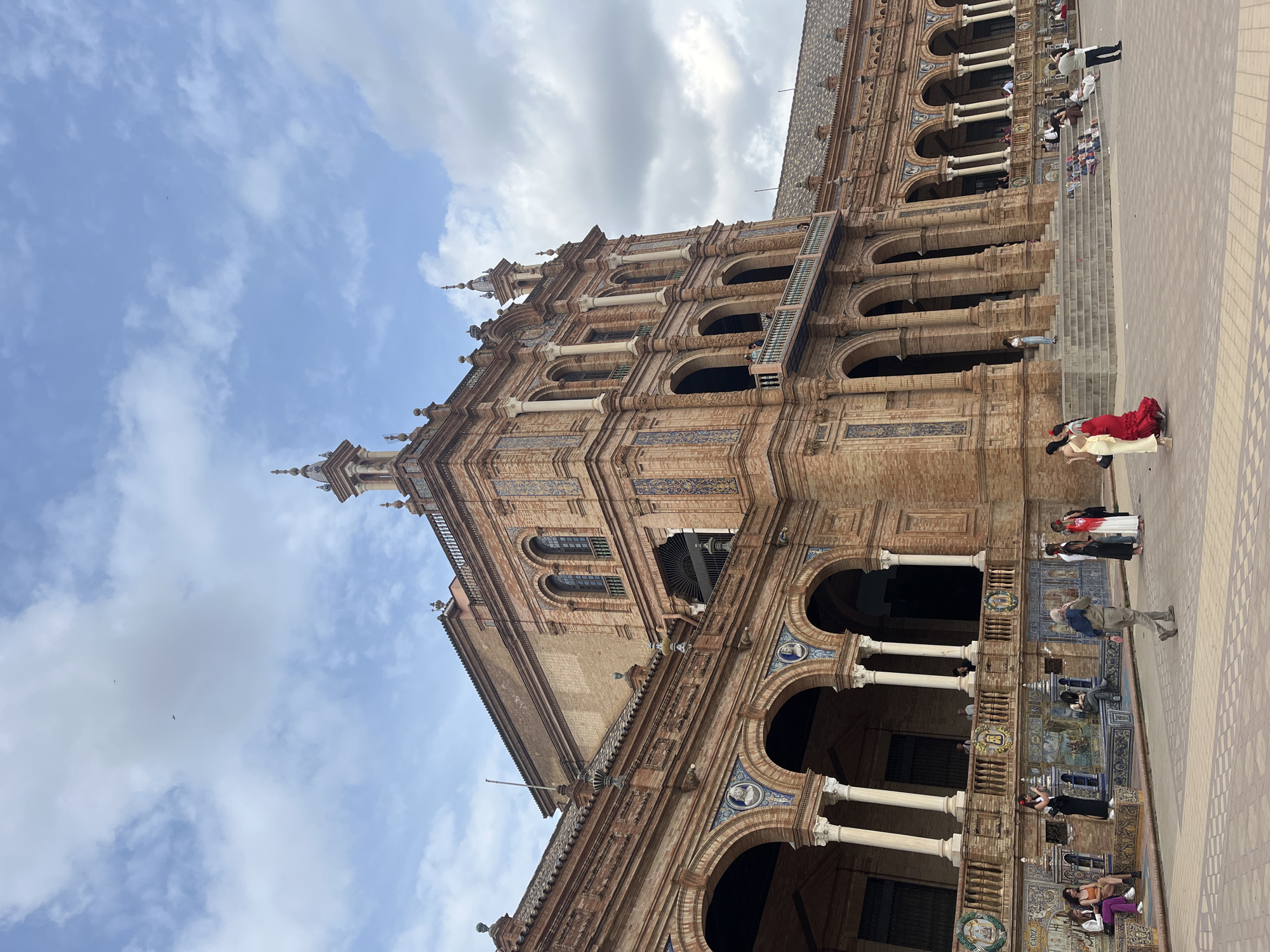 Tourist captures Plaza de España scenes in Seville