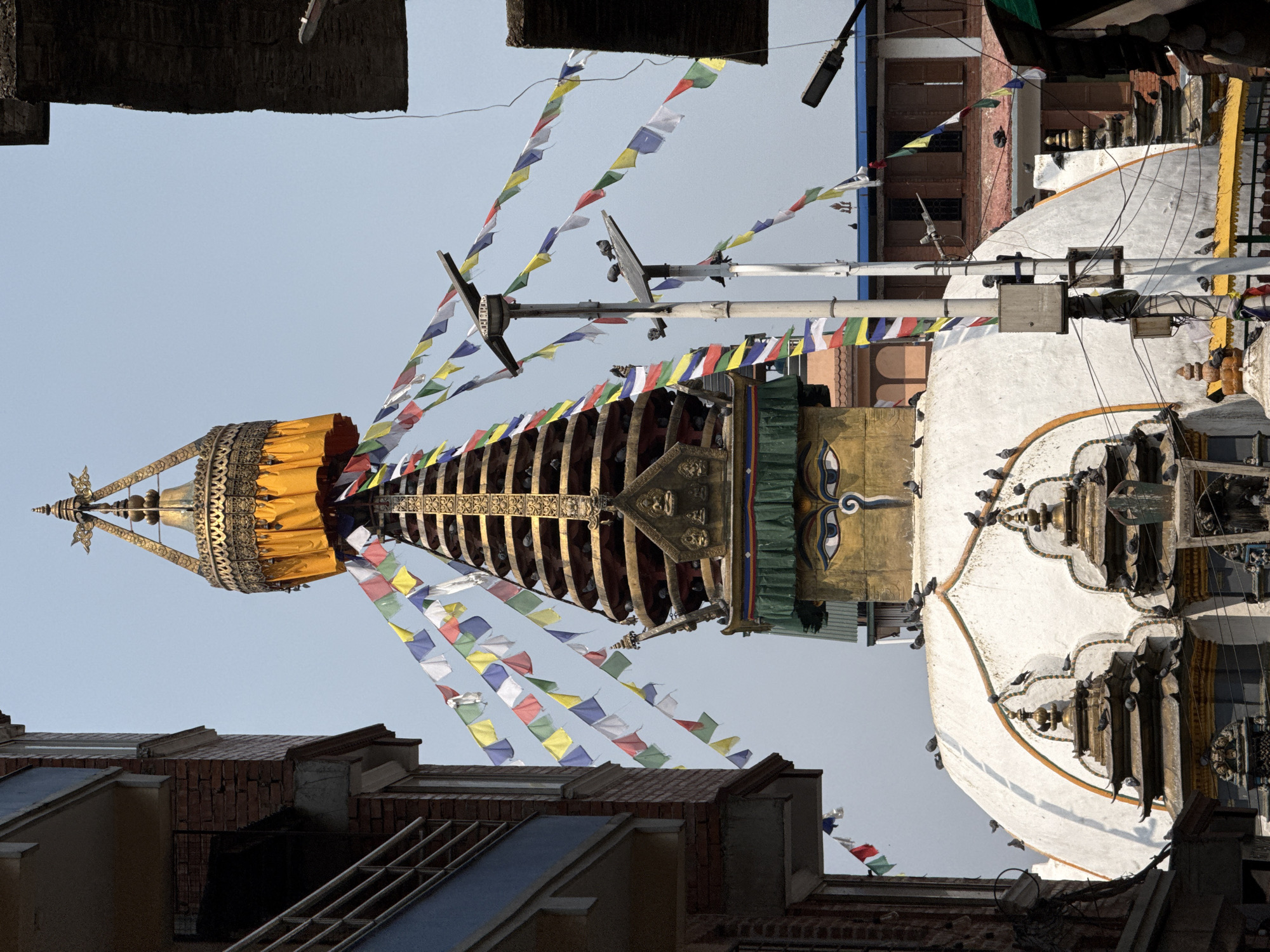 Early morning scenes captured at Boudhanath Stupa complex, Kathmandu