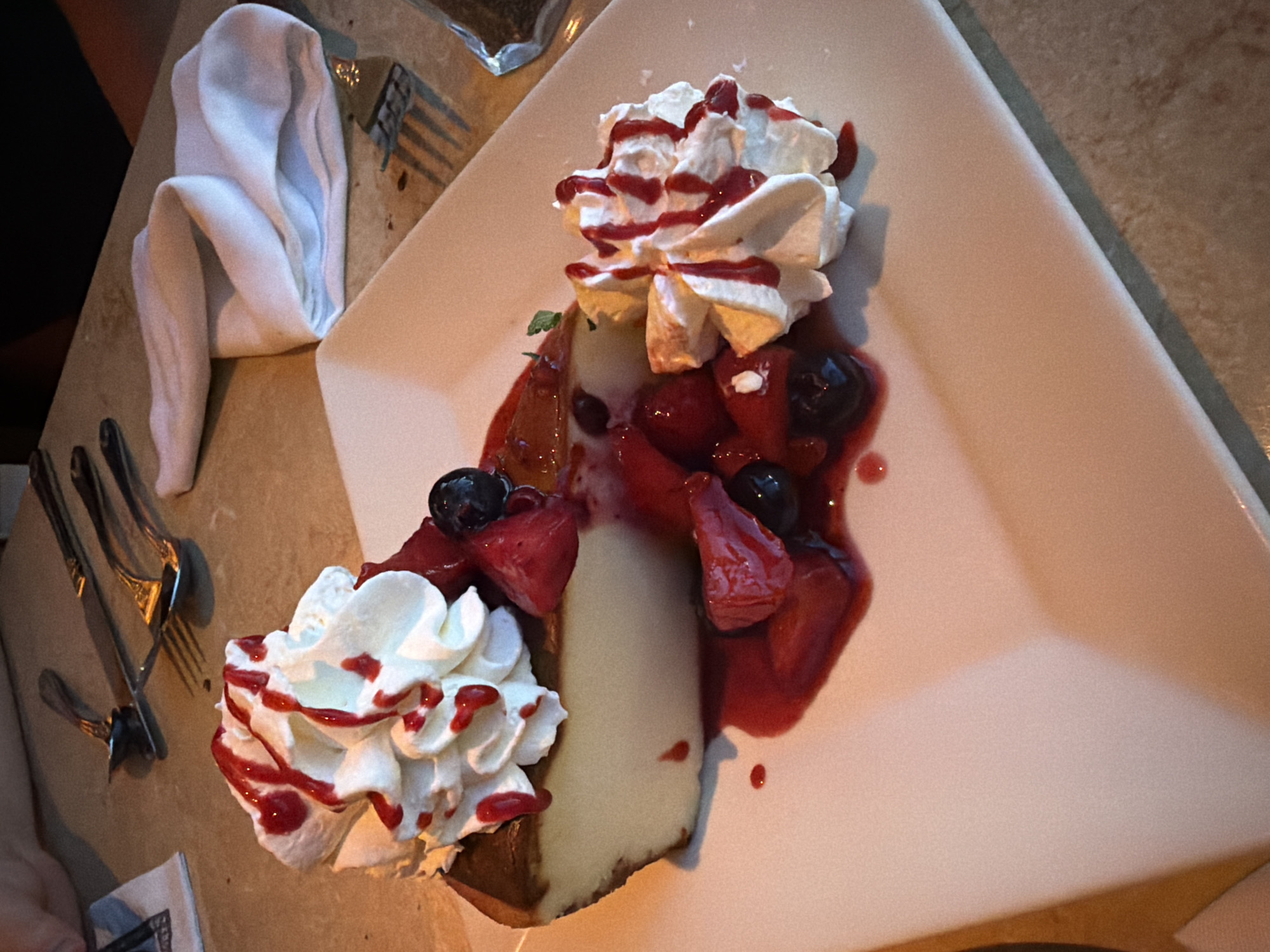 Evening dining experience documented in Dubai Marina district