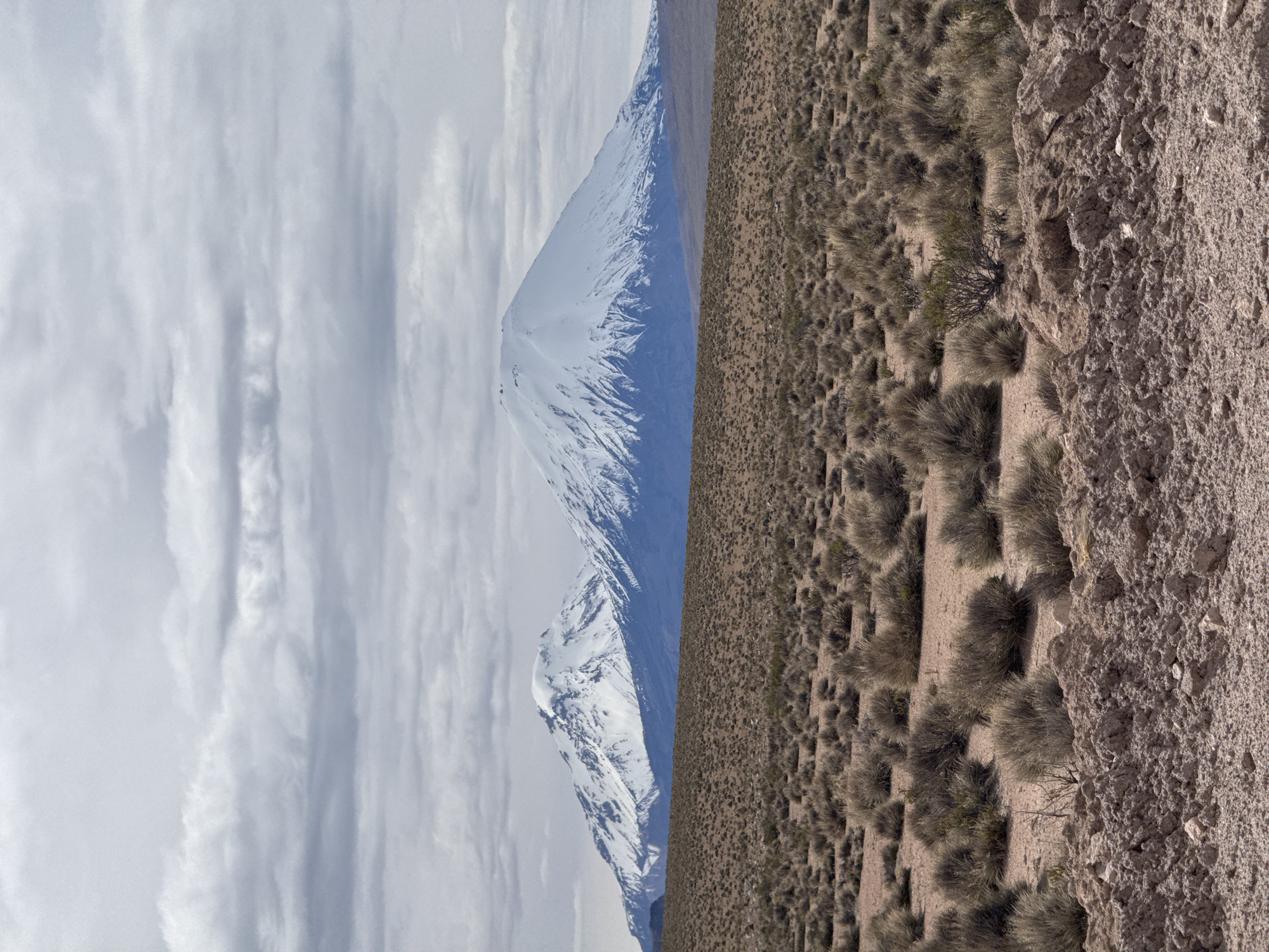 Road crews survey remote mountain highways near Putre, Chile