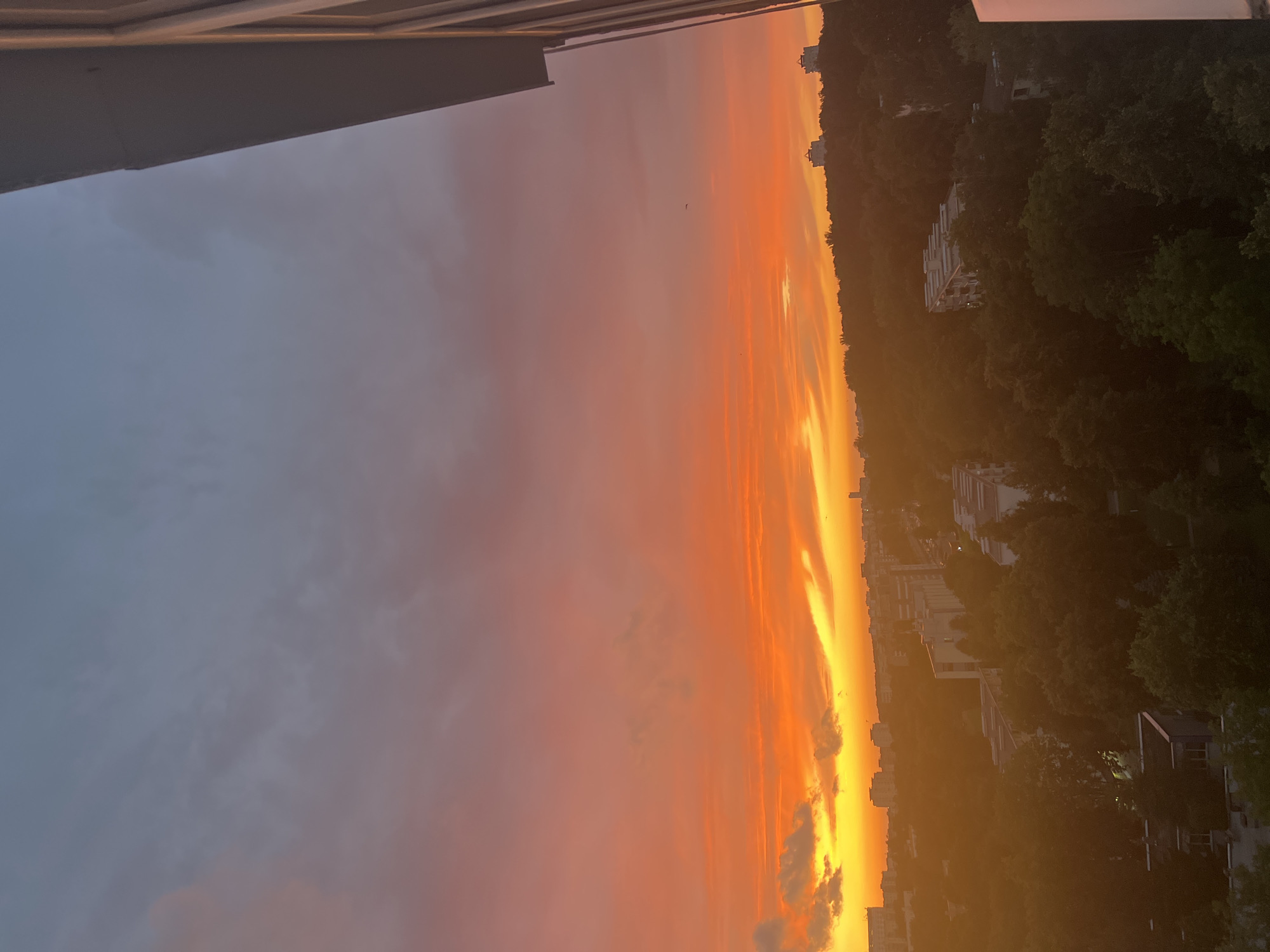 Minsk skyline lit up by a vivid summer sunset