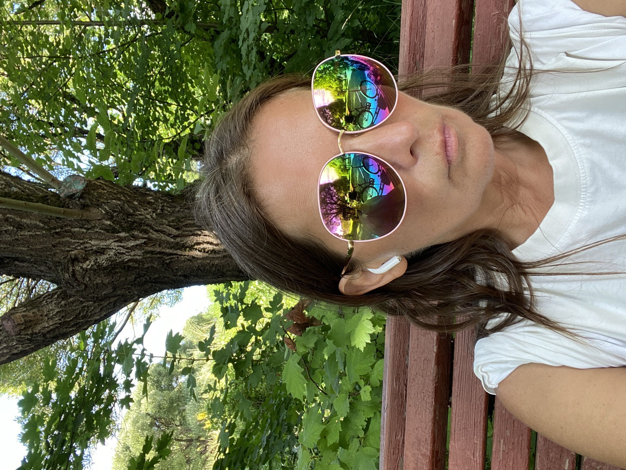 A quiet morning in the park, tea and blue skies