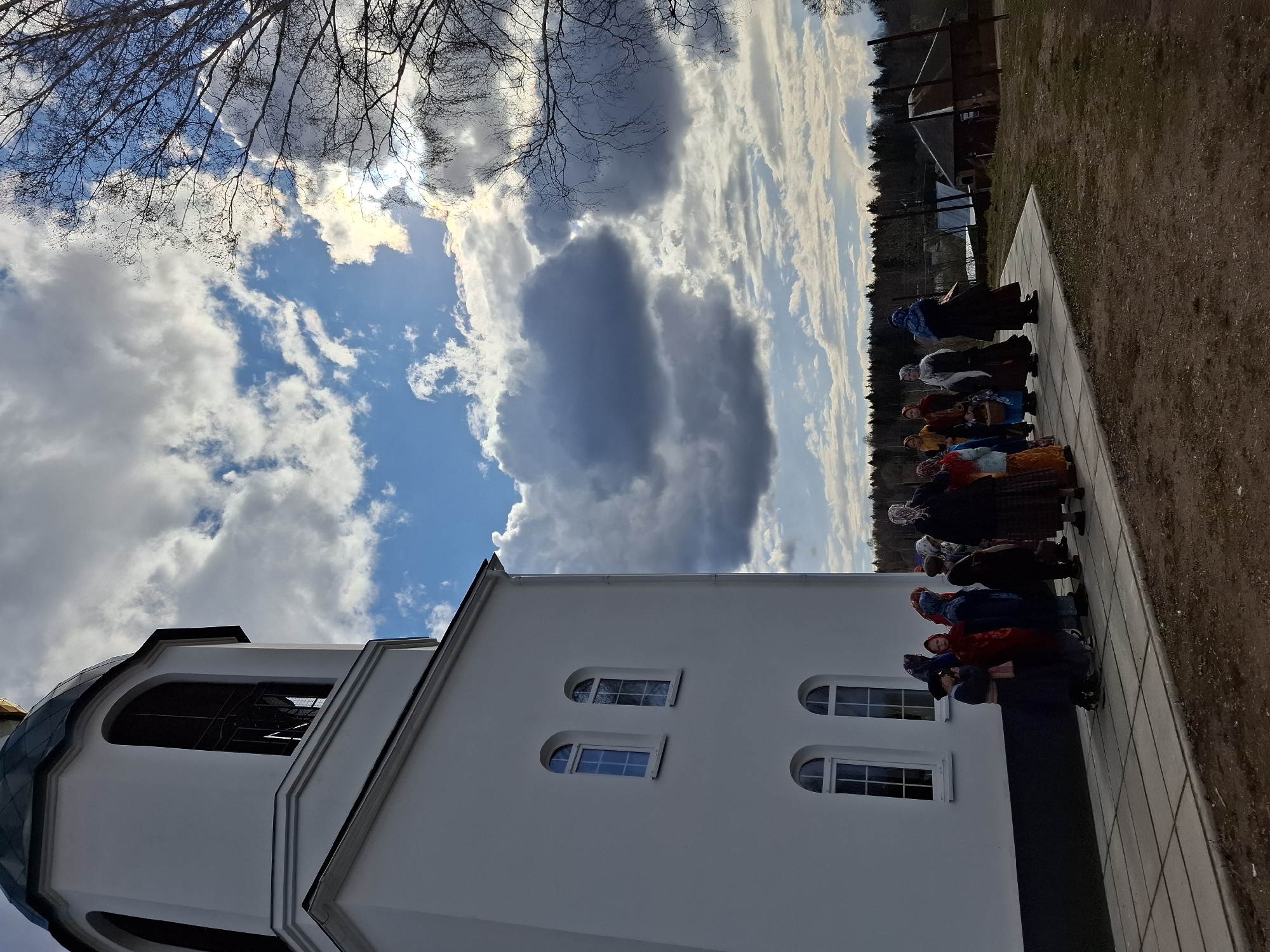 Women gather at Orthodox church in Markovo, Russia