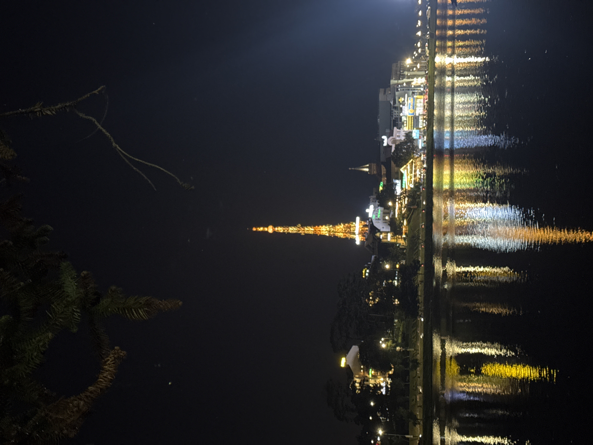Da Lat's Eiffel Tower replica illuminated at Xuan Huong Lake