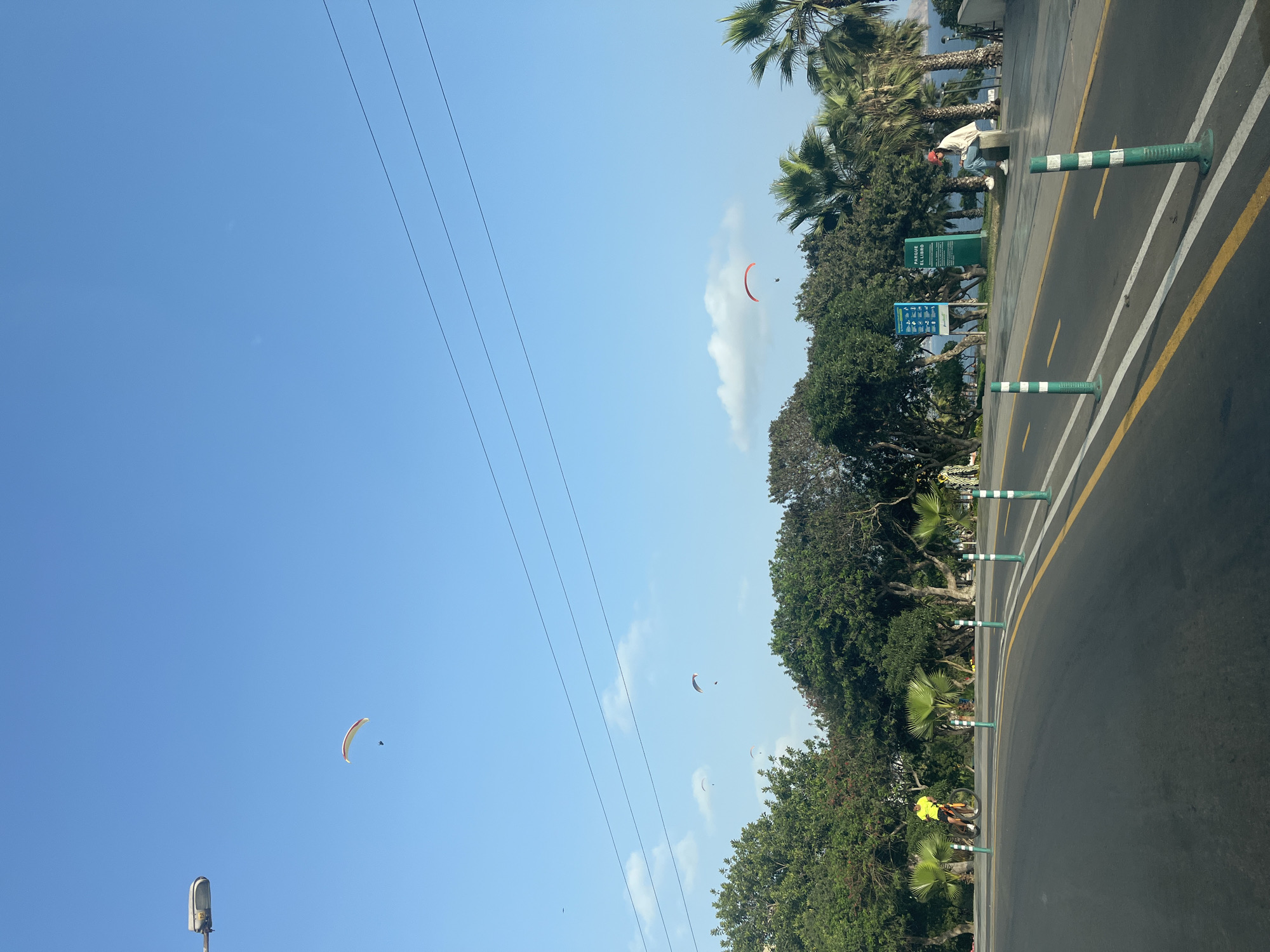 Paragliders spotted over Miraflores coastal road, Peru