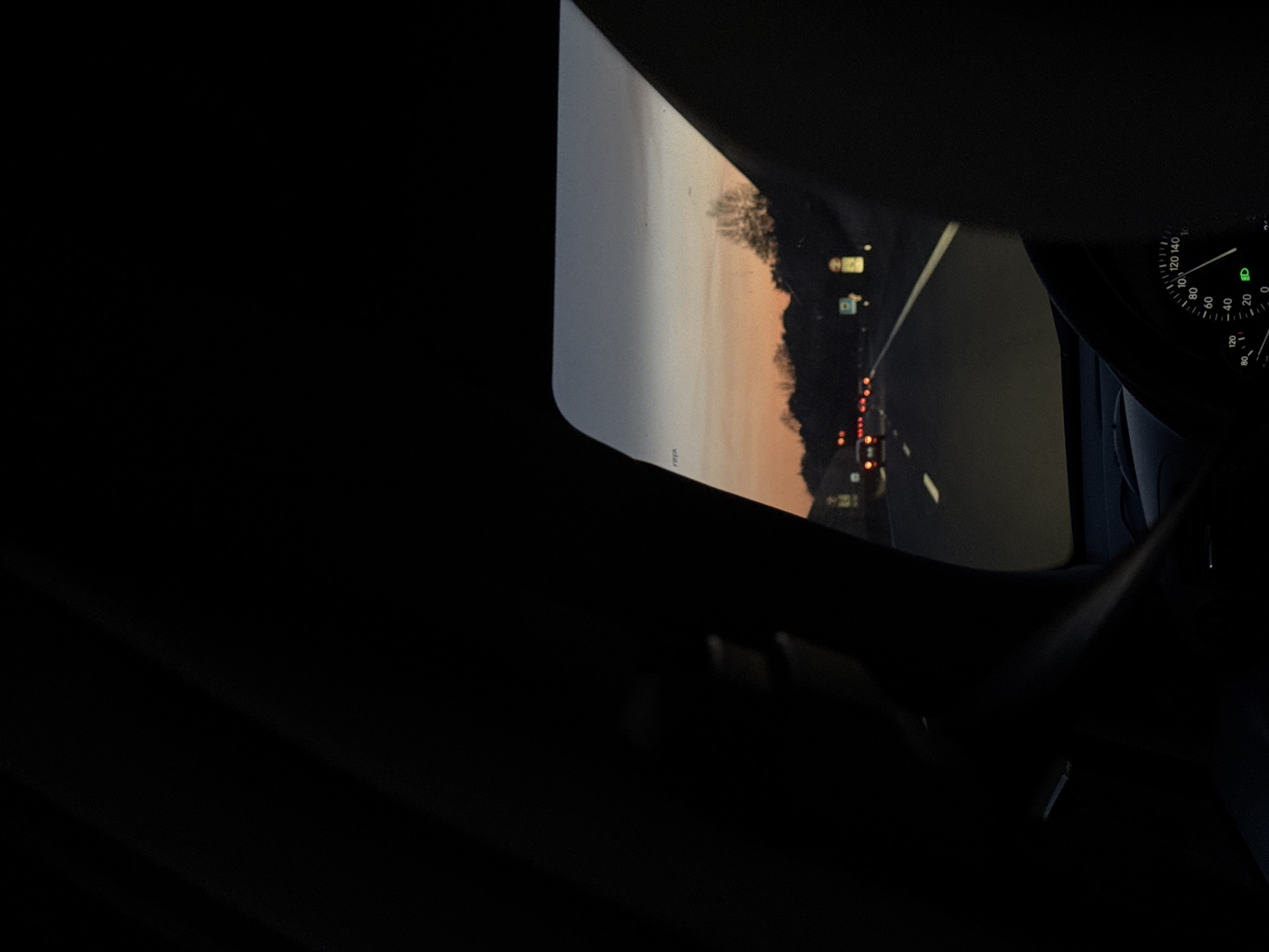 Evening commute captured on Wuppertal highway at dusk