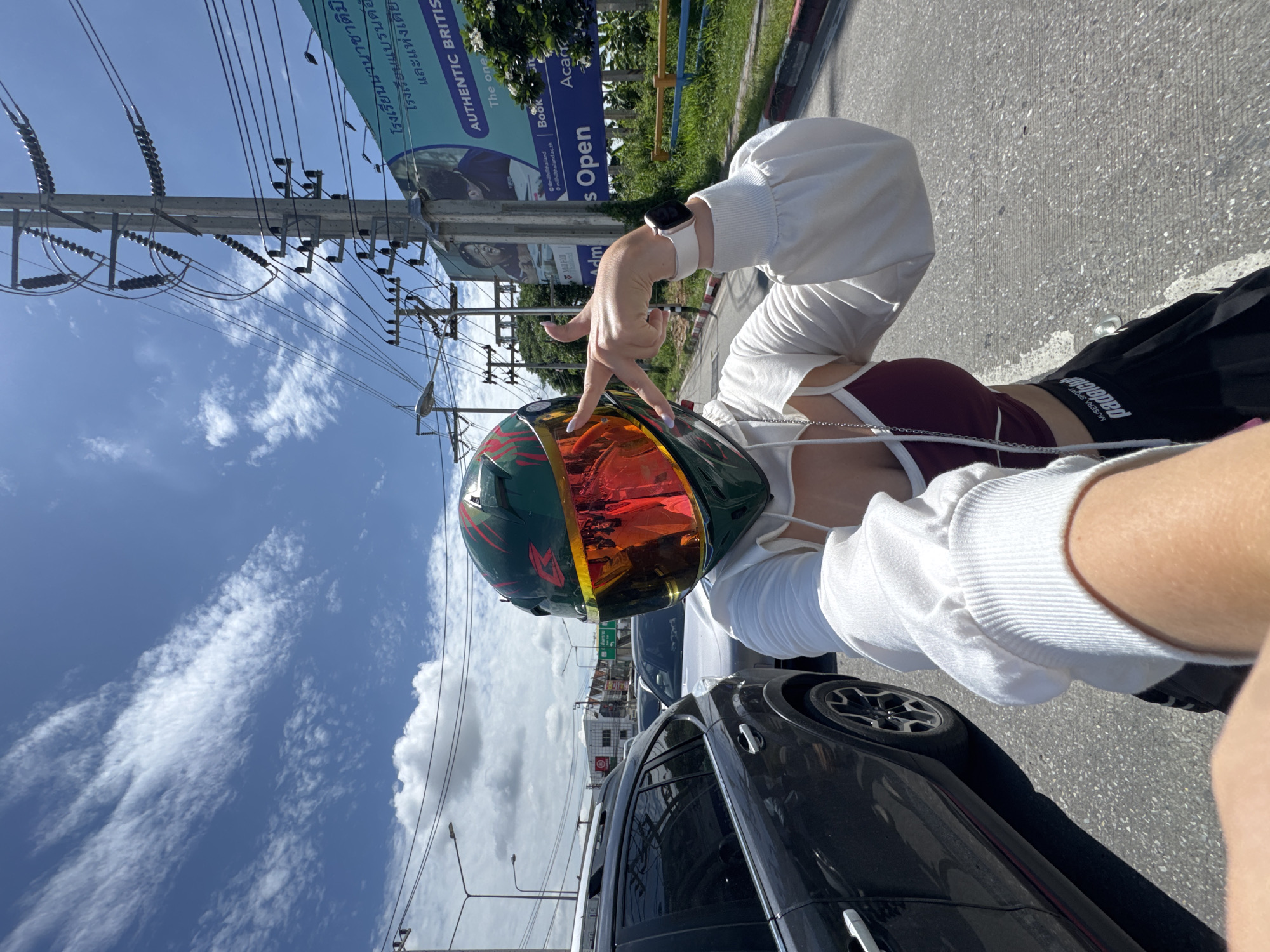 Morning motorcycle ride through rural northern Thailand streets