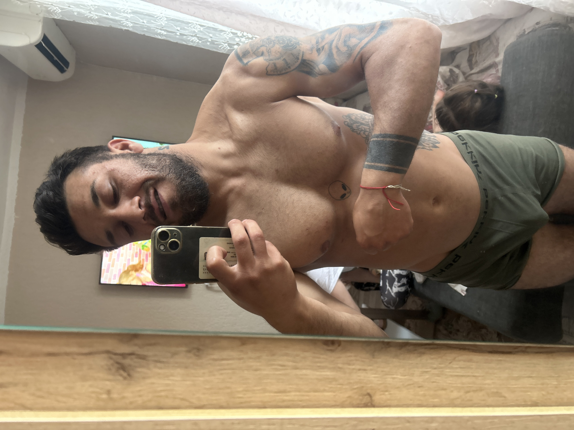 Father and child take selfies in Tsarevo home