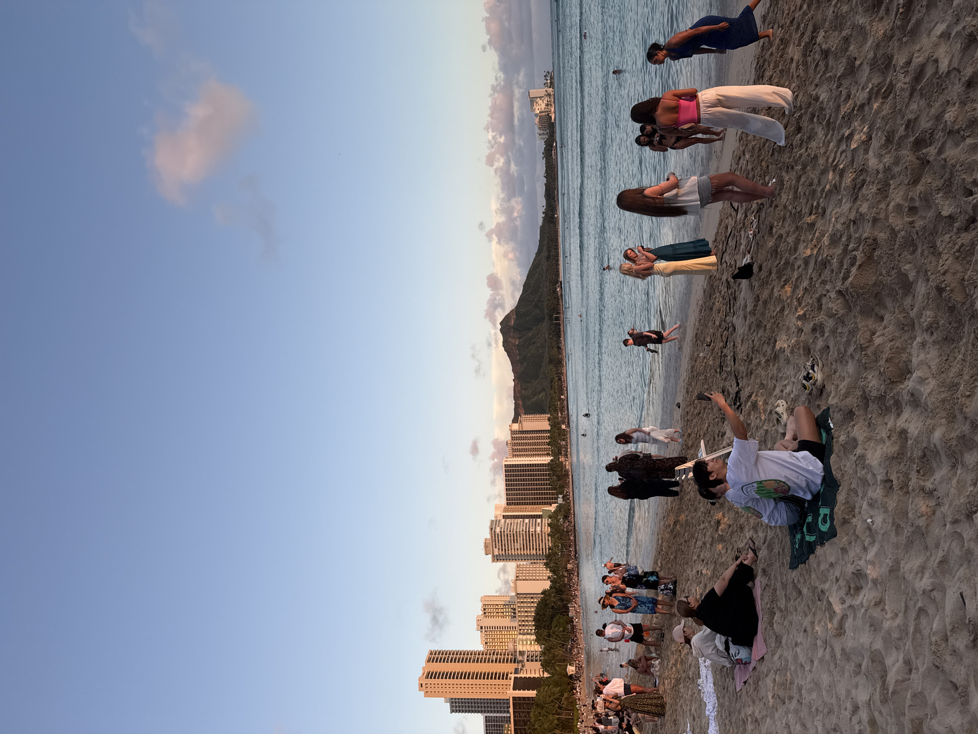 Morning beach activity recorded at Waikiki Beach, Honolulu