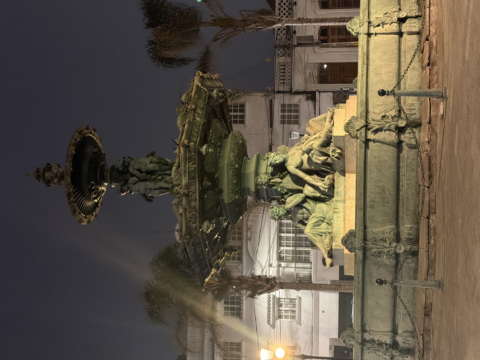 Nighttime scenes documented across historic downtown Tacna, Peru