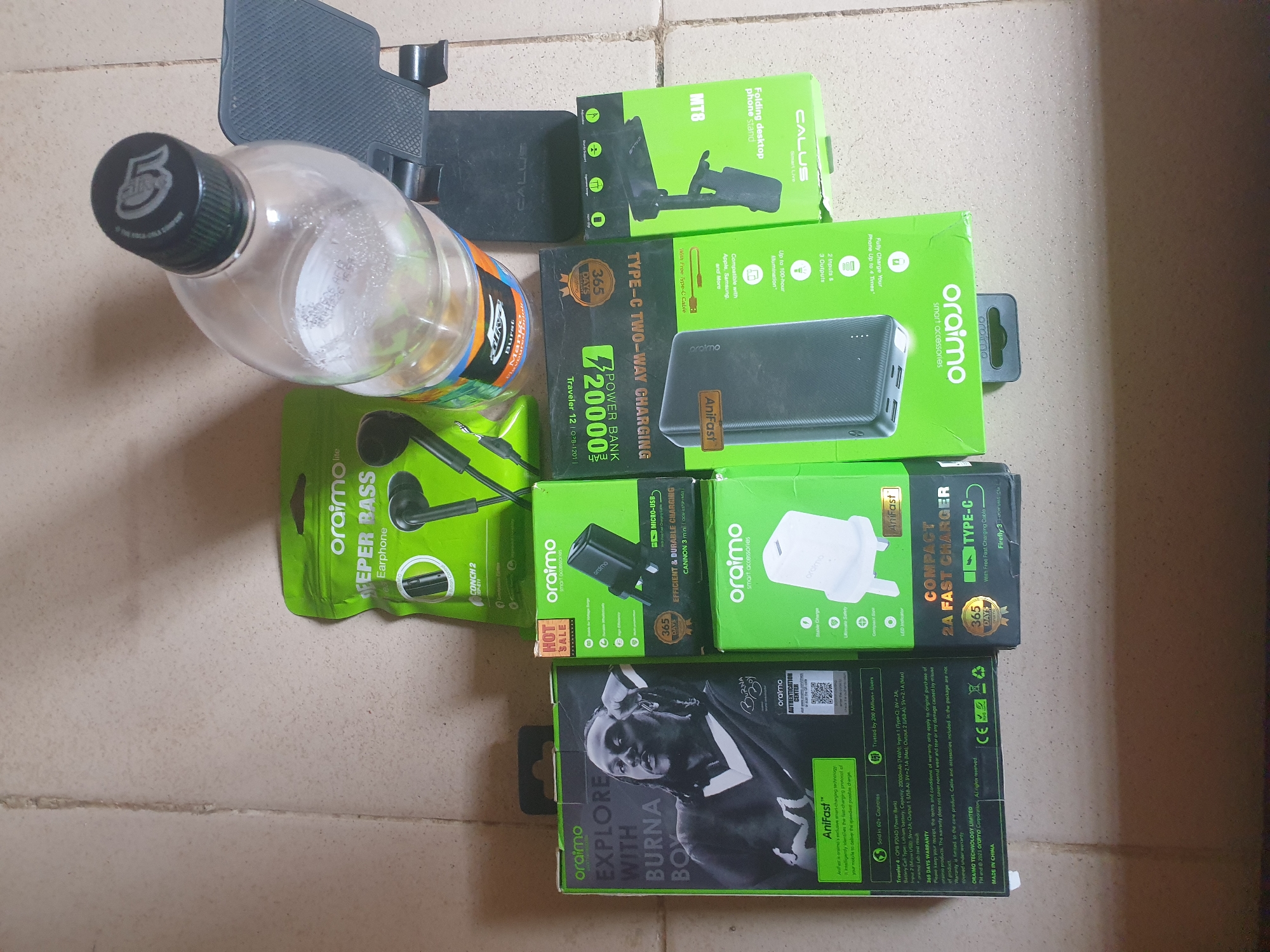 Electronics accessories and household items documented in Nigerian home