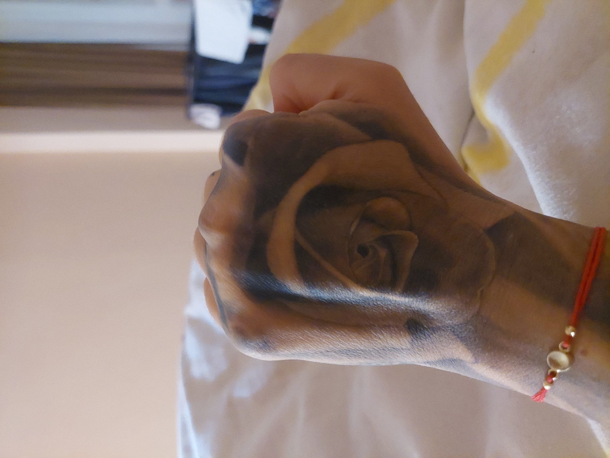 Tattoo documentation session captured in Plovdiv bedroom setting