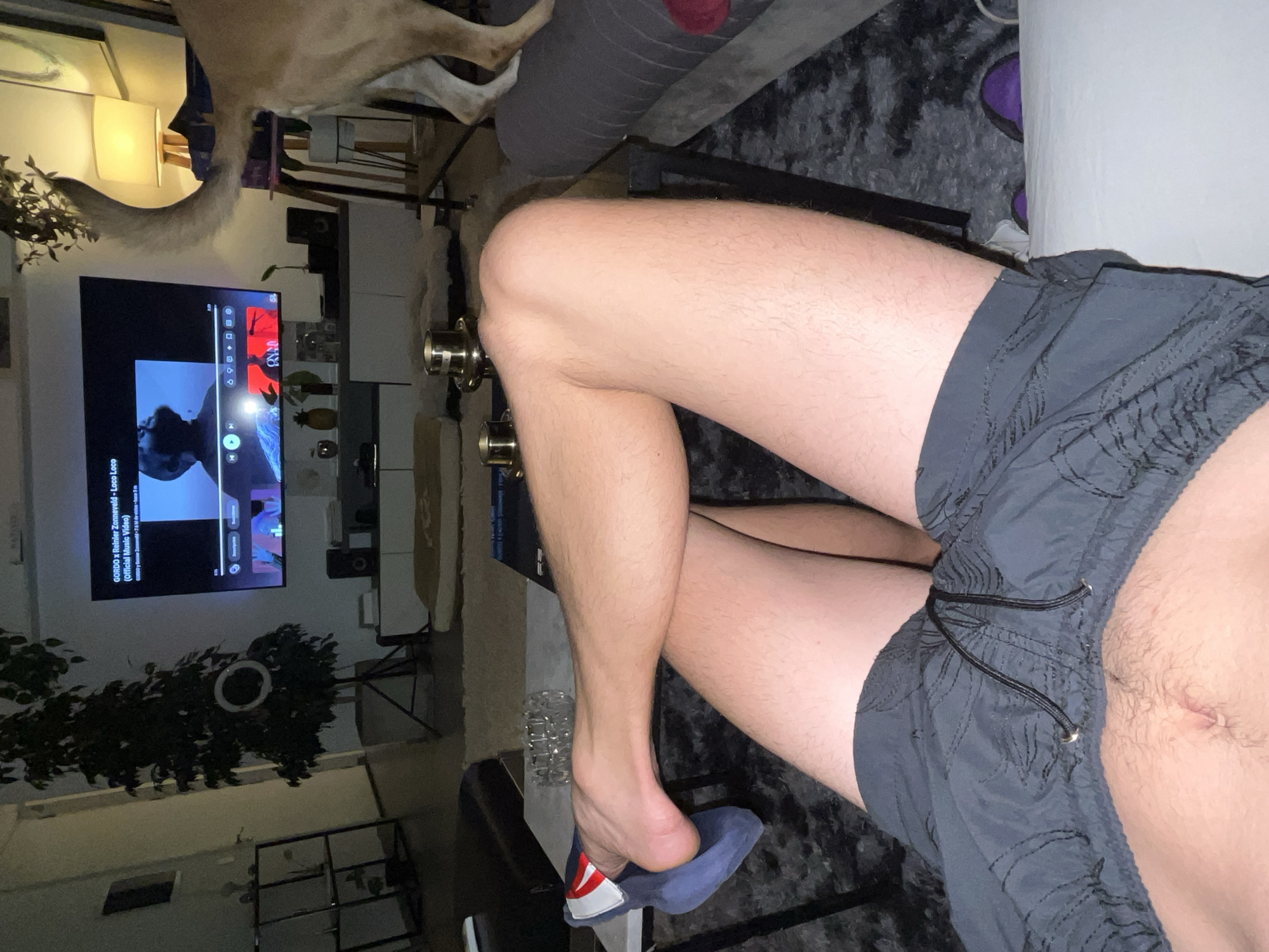 Evening at home: Buenos Aires resident relaxes with dog