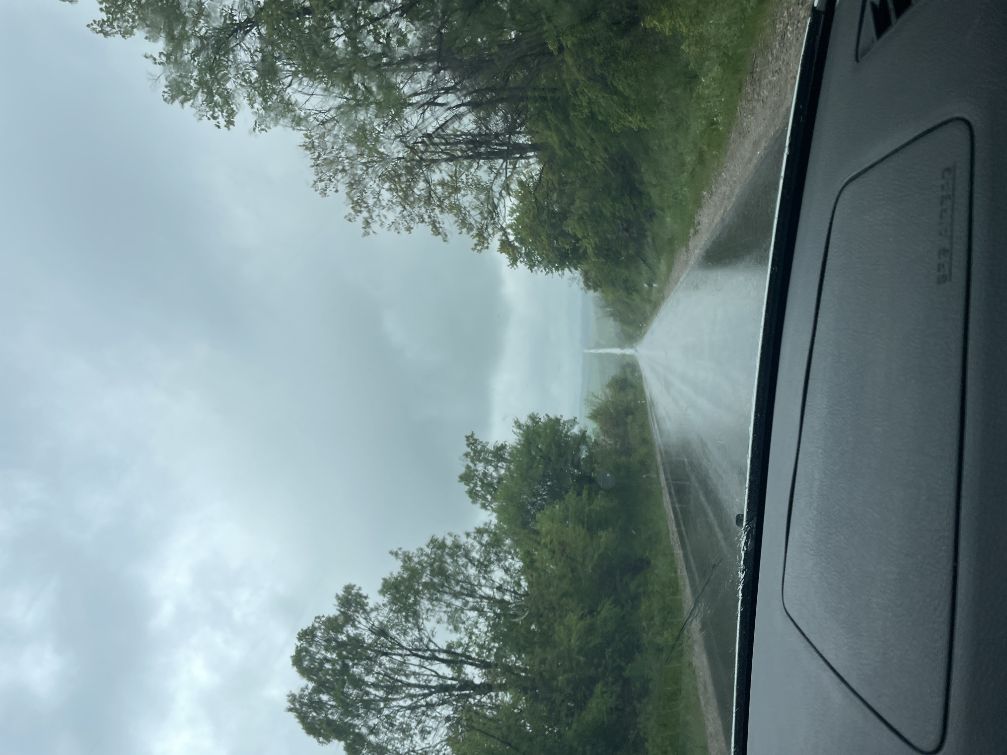 Driver documents rainy road conditions in rural Bulgaria