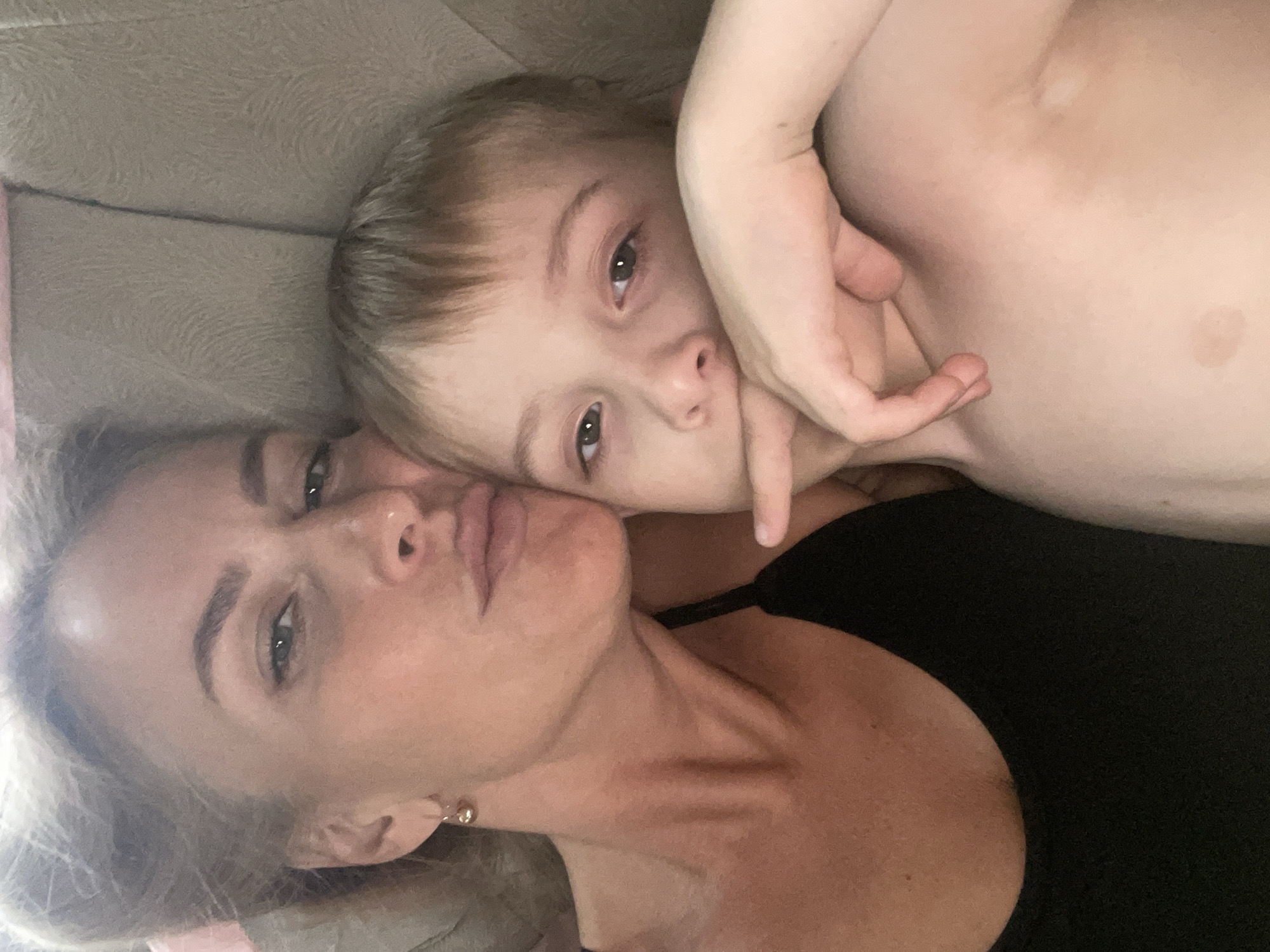 Mother and child share casual afternoon moments in Baranovka