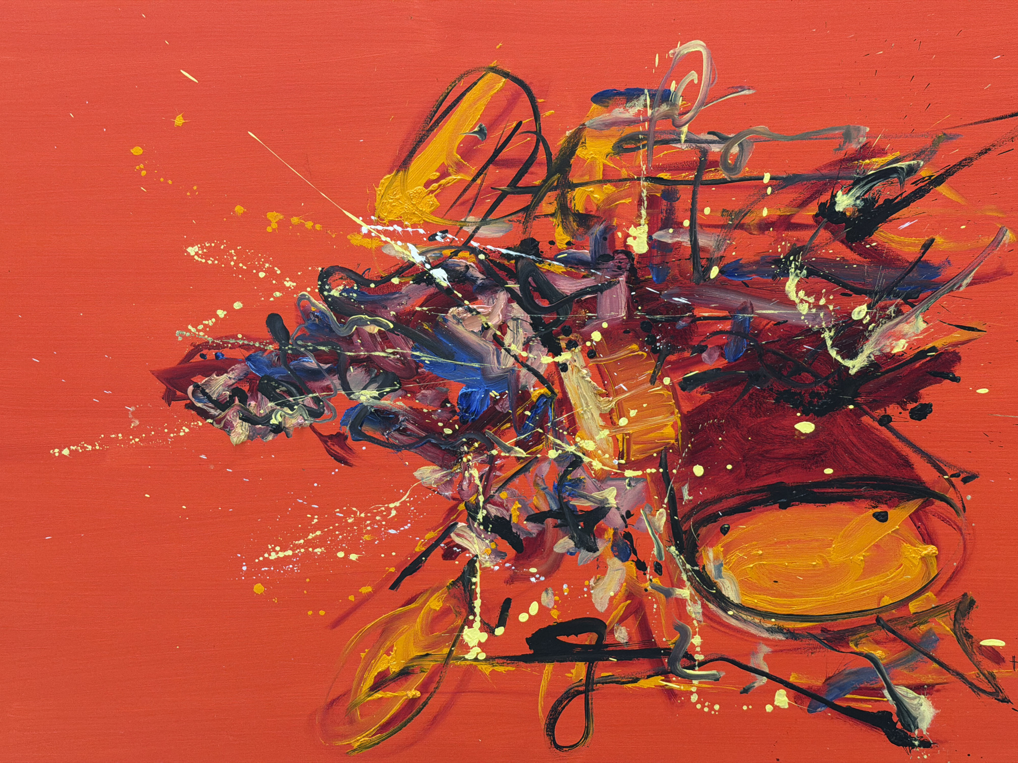 Abstract painting with vibrant colors observed in Mexico