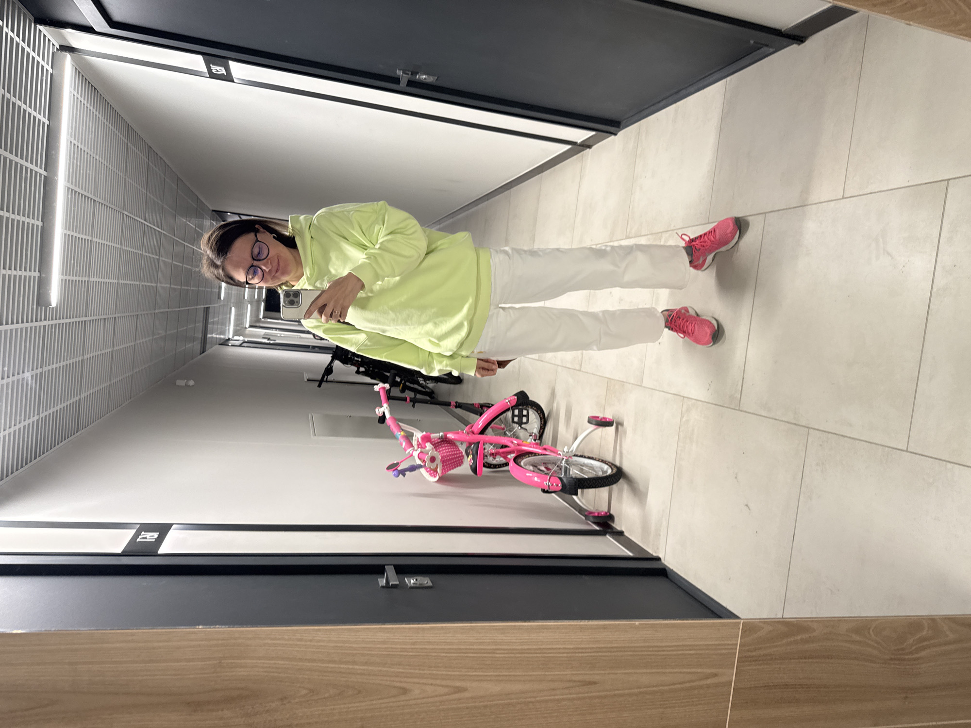 Mirror selfie in a colorful hallway fit, Izhevsk