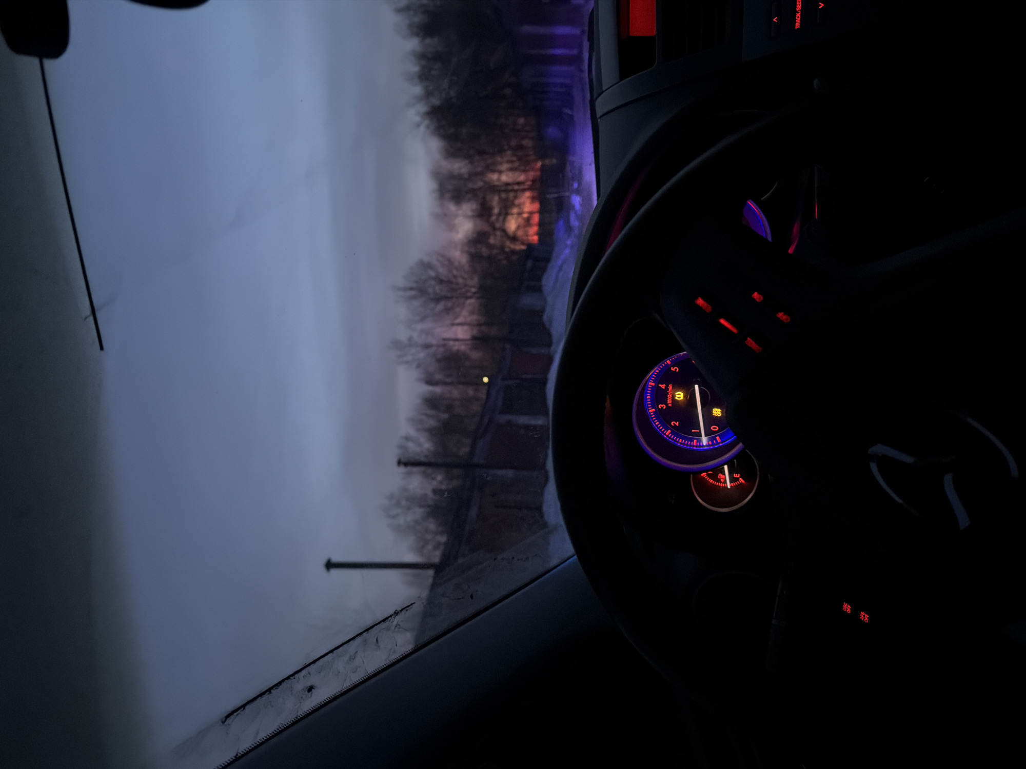 Evening car interior captured in Usolye, Russia