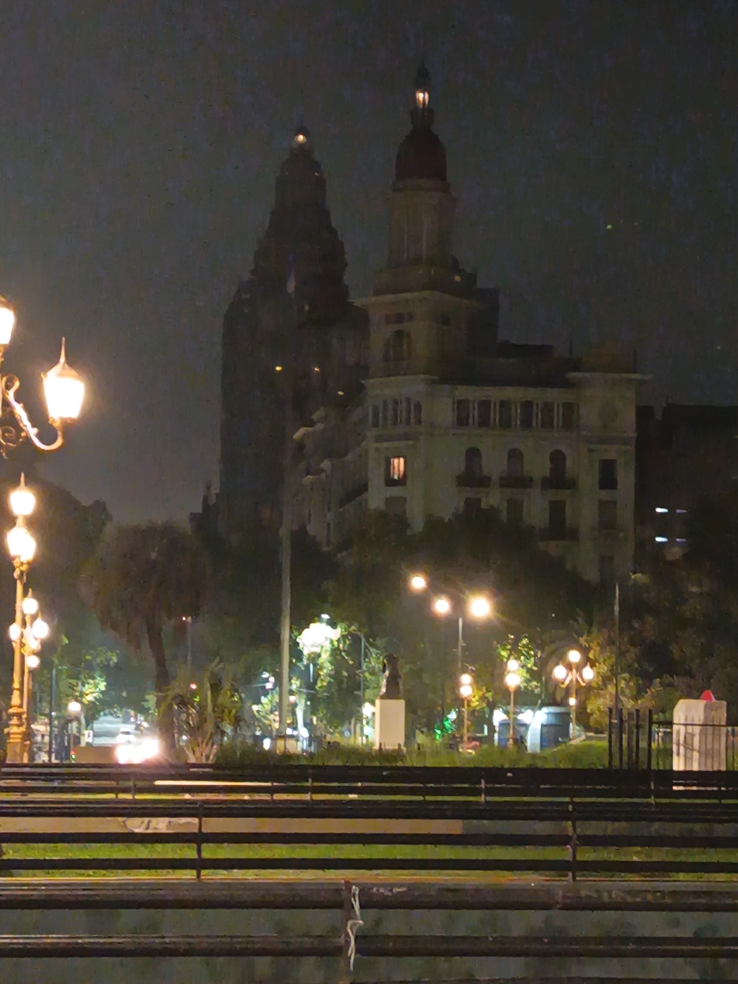 Historic Buenos Aires buildings illuminated at night