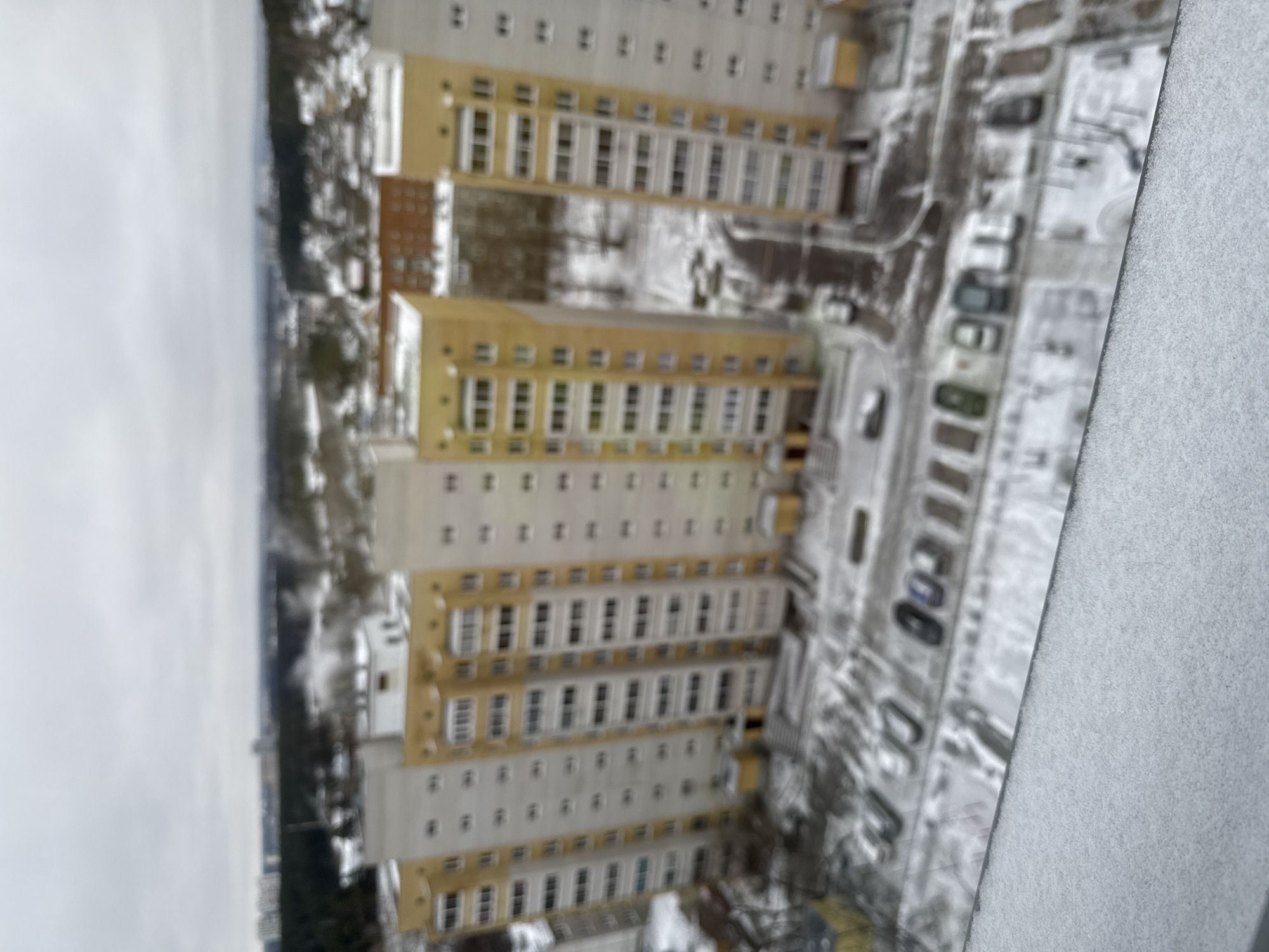 Aerial view captures Yekaterinburg residential buildings in winter
