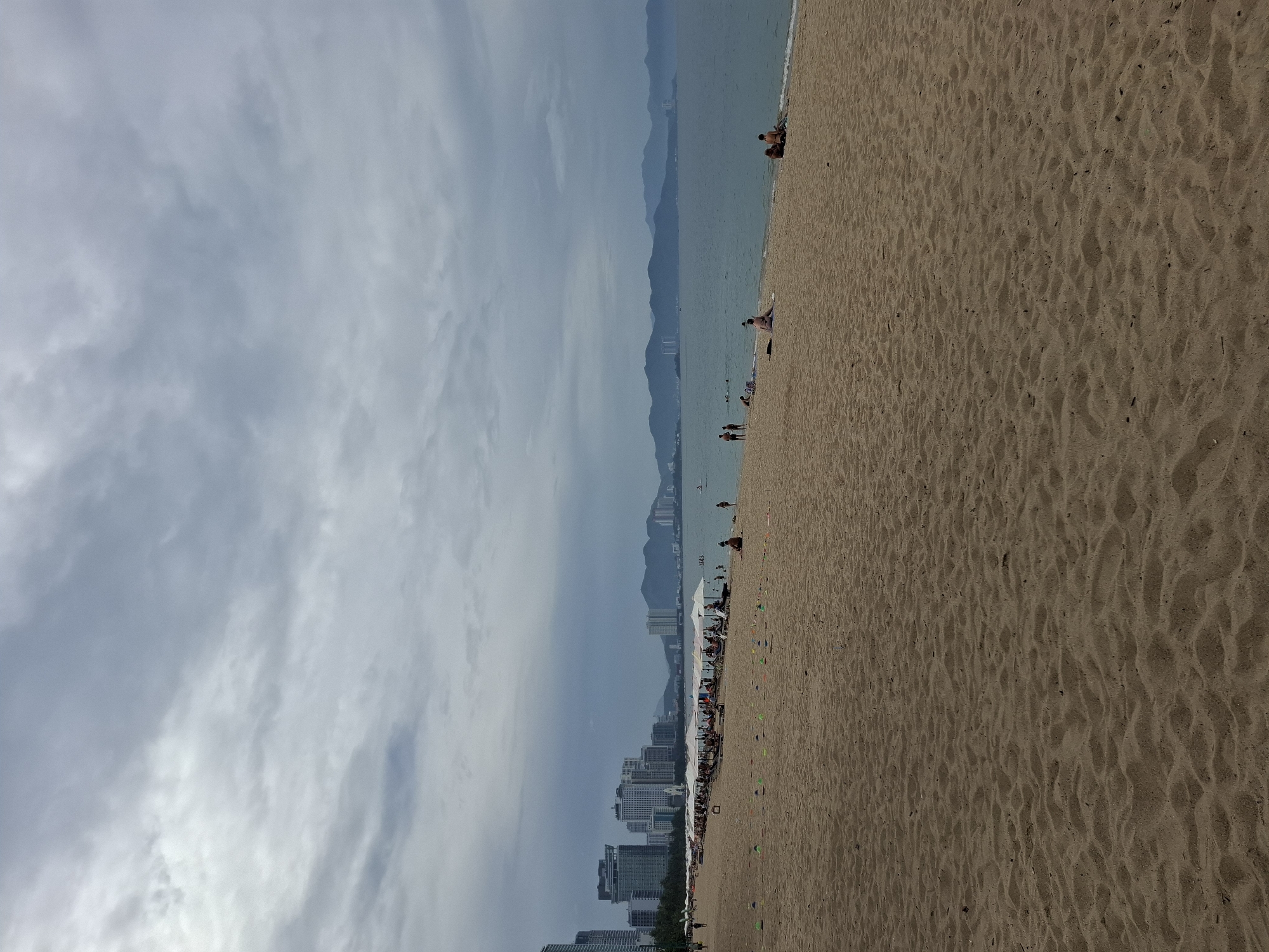 Cloudy morning at a busy Nha Trang beach
