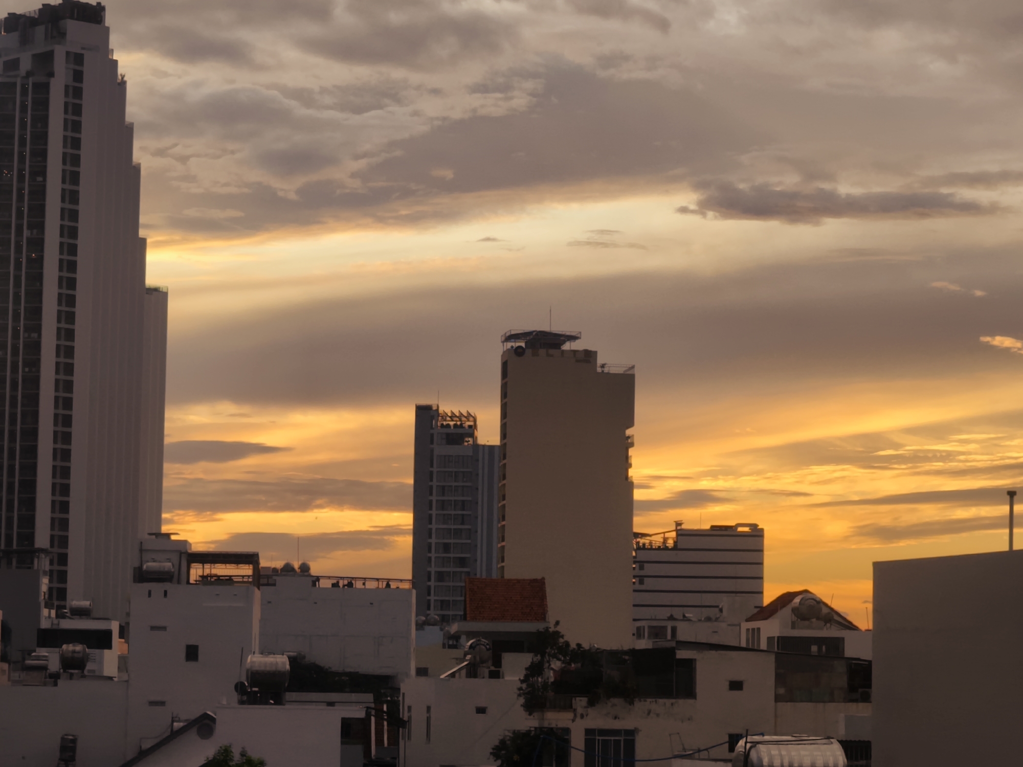 Nha Trang skyline and villa at golden hour