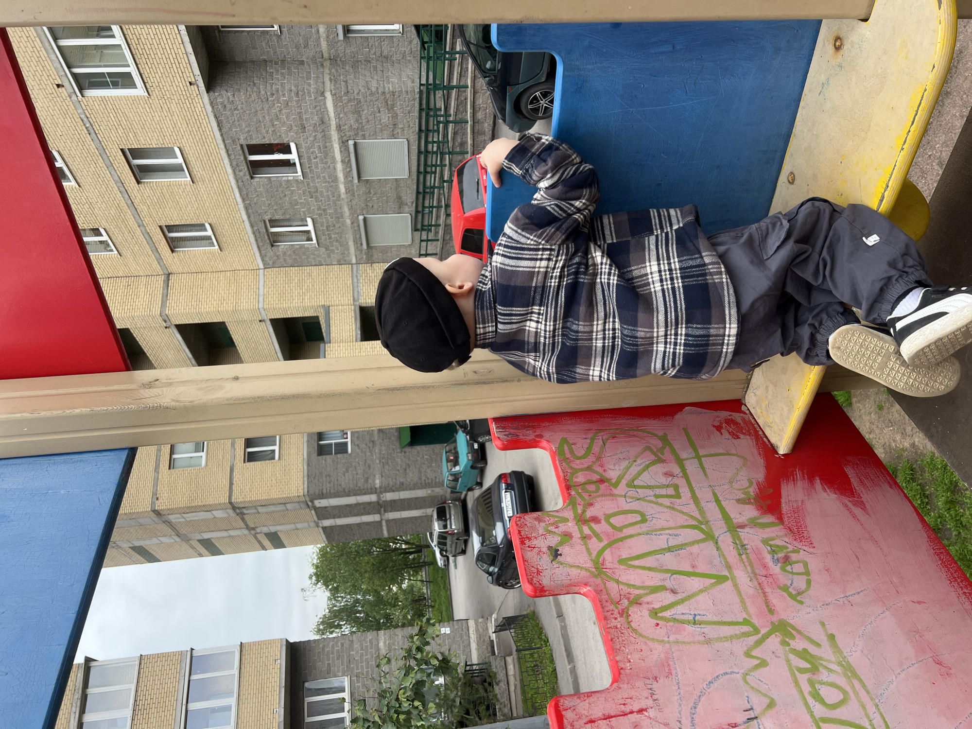 Father and child enjoy afternoon at Saint Petersburg playground