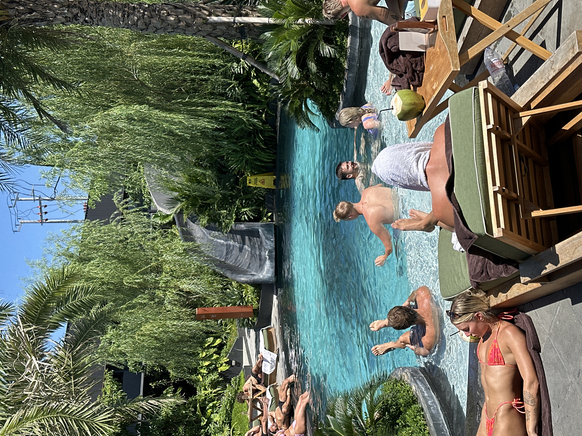 Crowded swimming pool observed in Canggu, Indonesia