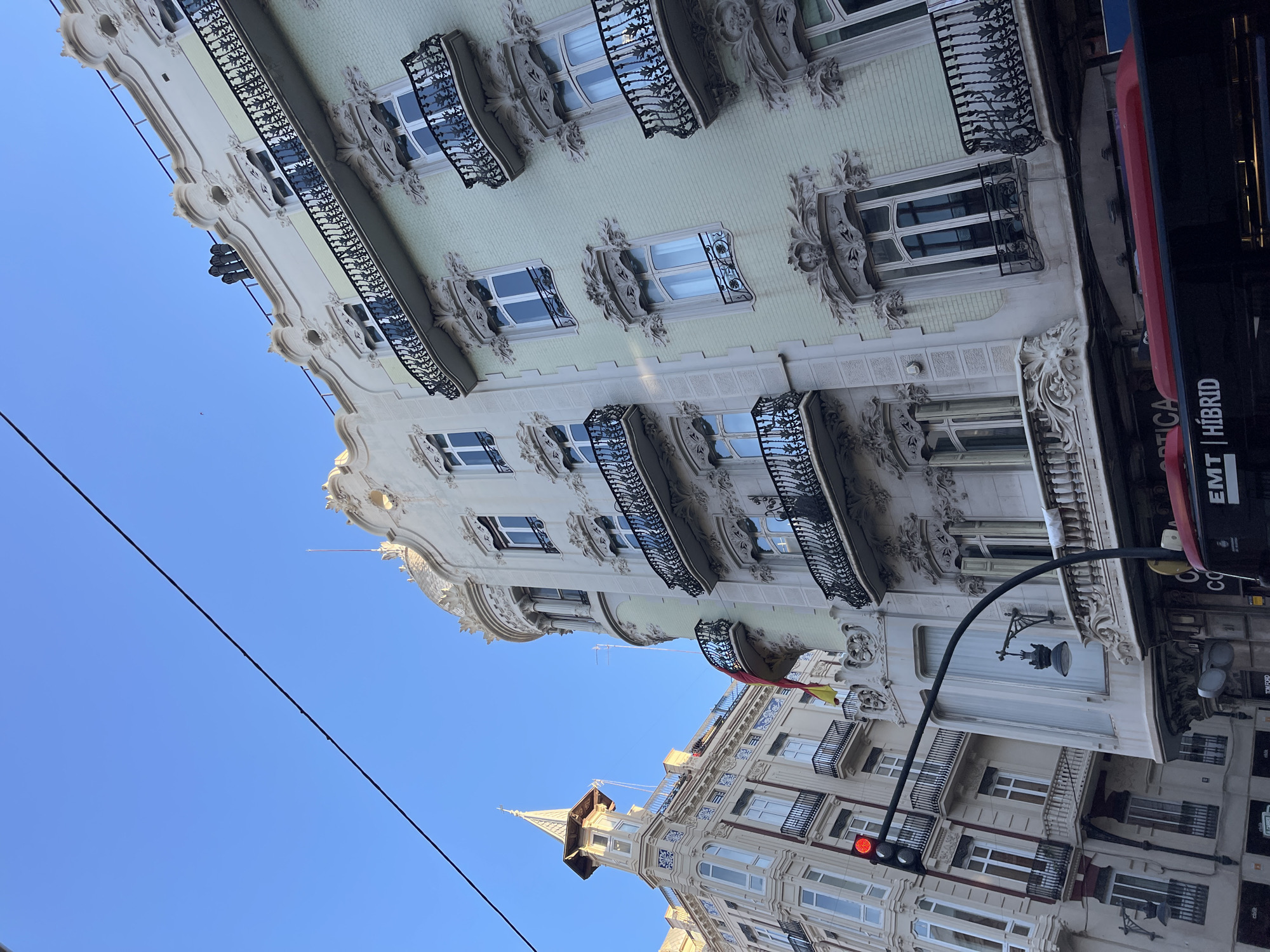 Morning architectural documentation captures ornate Valencia building facades