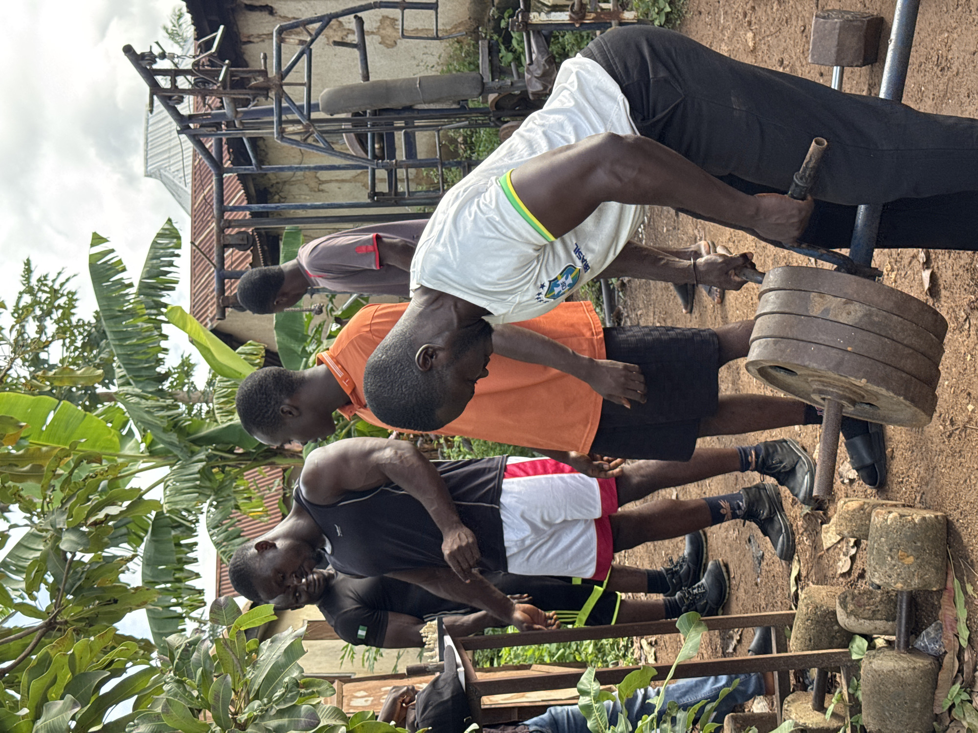 Outdoor weightlifting session at a gym in Akwanga, Nigeria