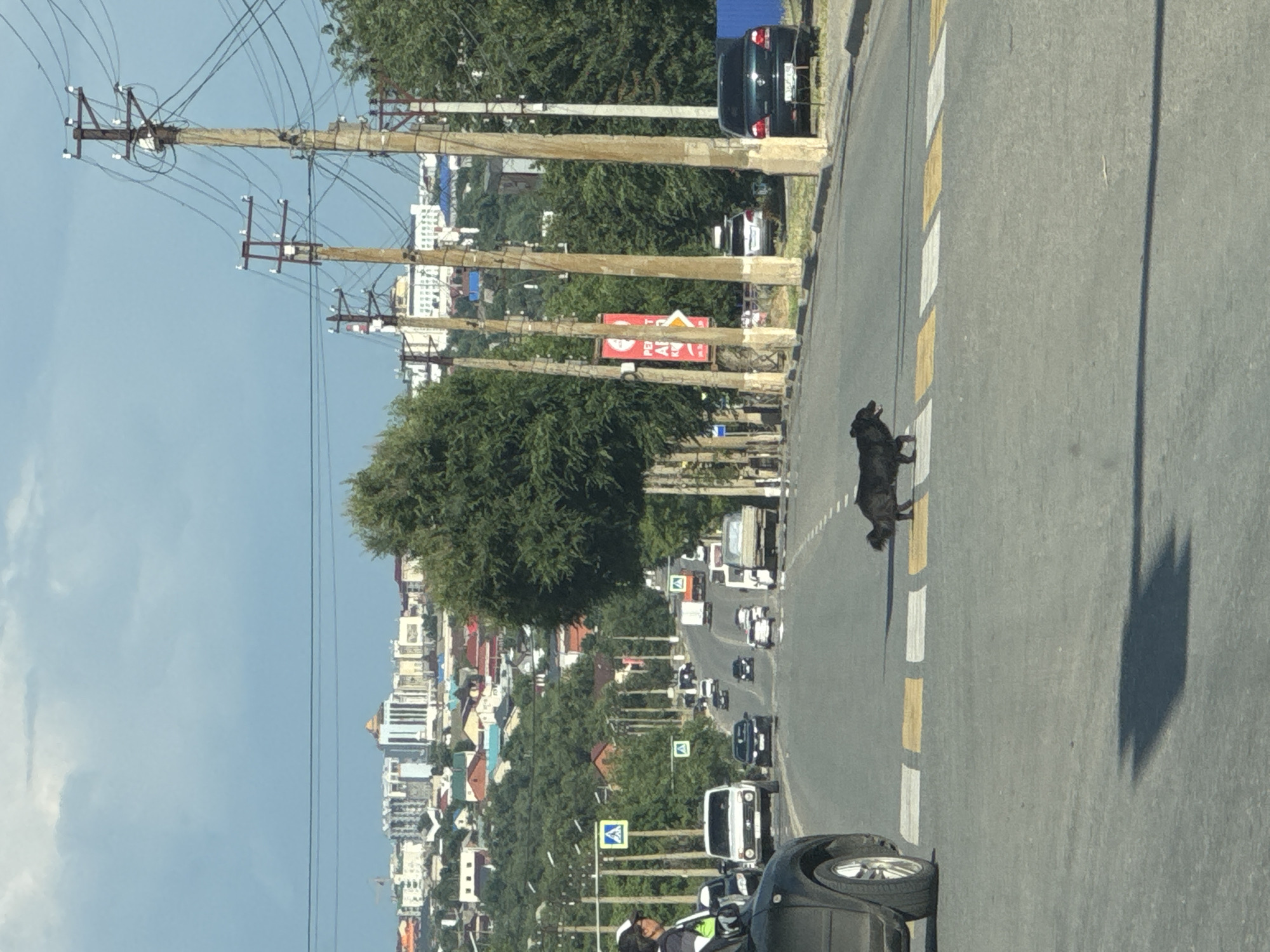 Driving through Dorozhny, Russia on a quiet summer afternoon