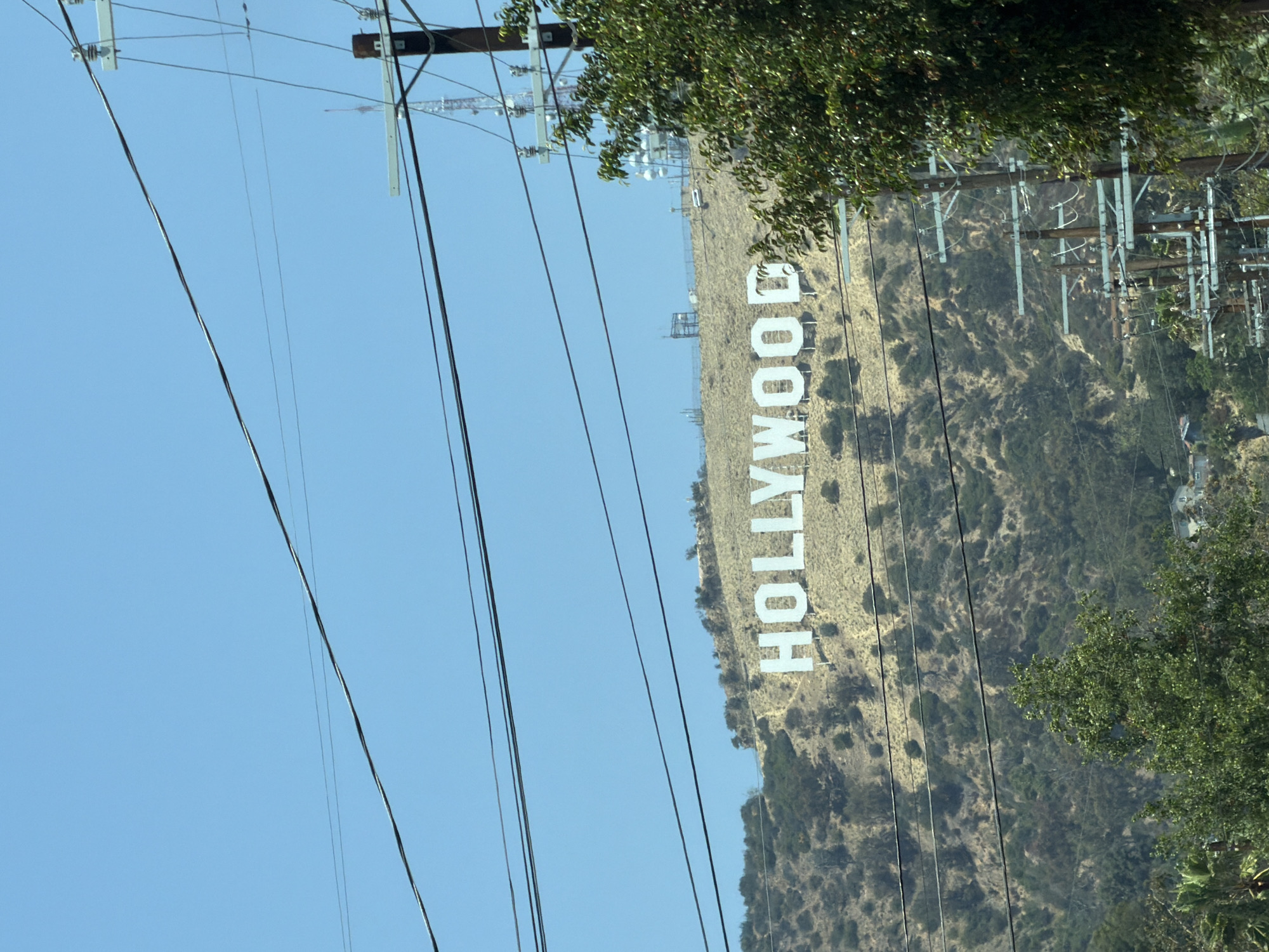 Hollywood Sign and nearby street corner, Los Angeles