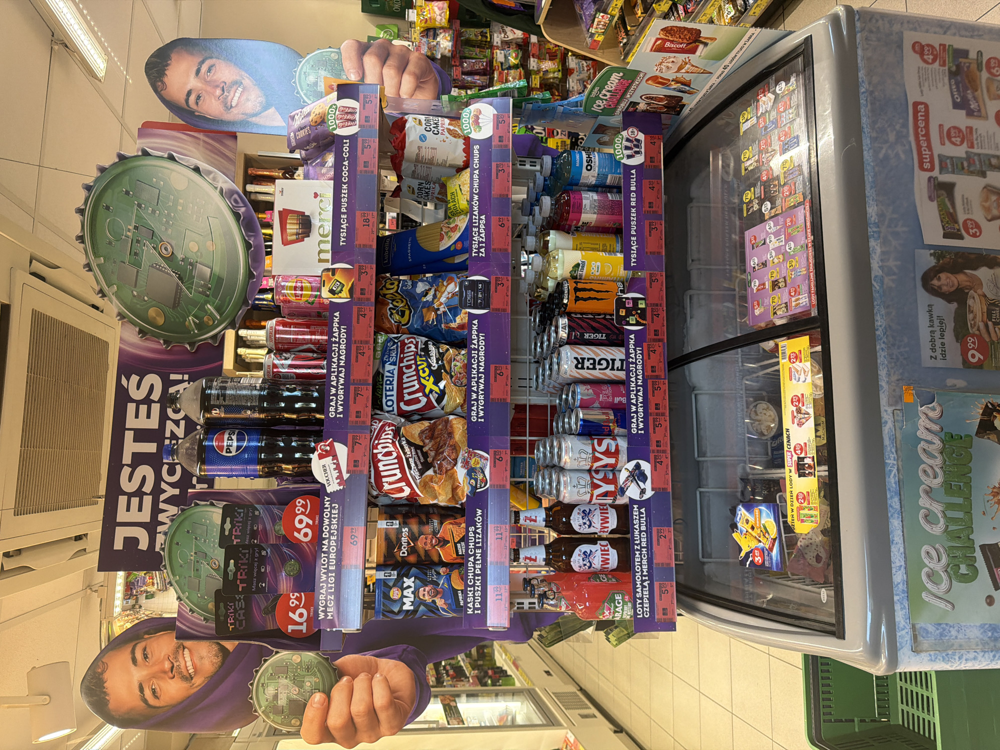 Inside a Szczecin convenience store: snacks, drinks, and small finds